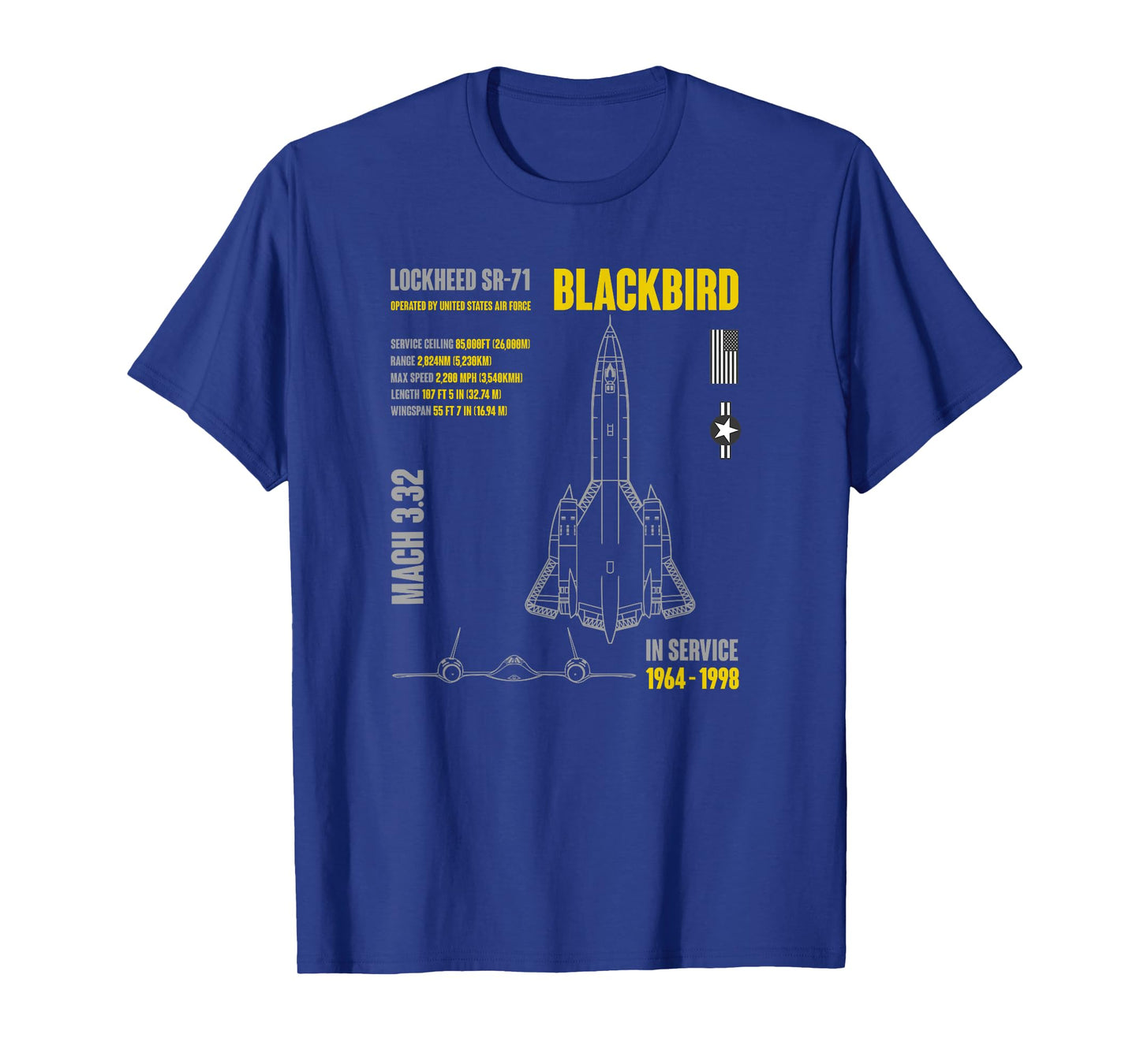 Military Aircraft Lockheed SR-71 Blackbird USAF T-Shirt