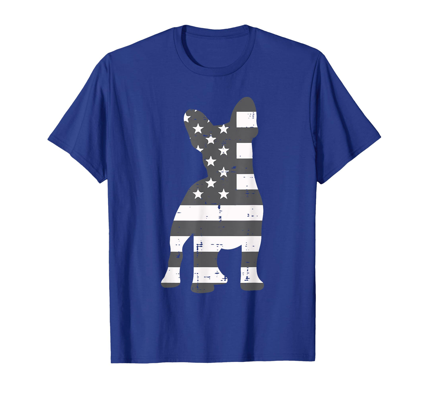 Gray US Flag French Bulldog Frenchie Patriotic 4th Of July T-Shirt