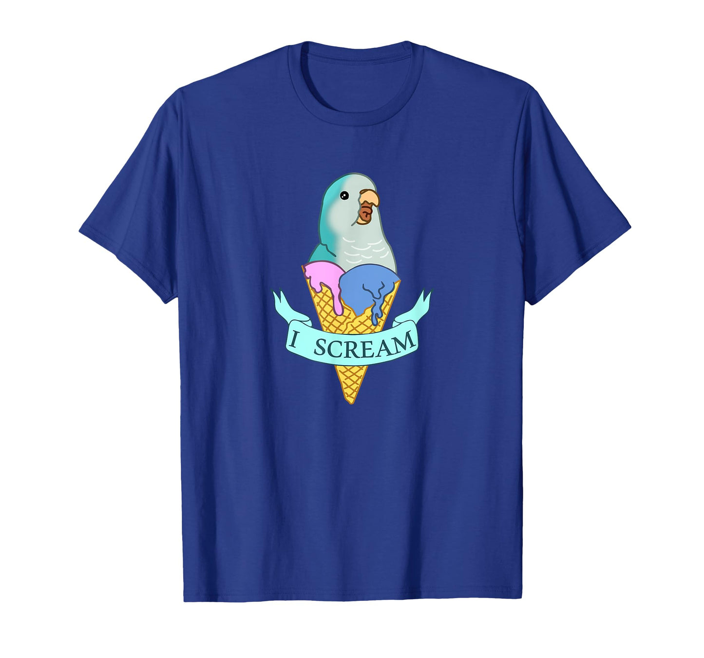 I scream Quaker Parrot, Funny Ice cream Blue Monk Parakeet T-Shirt