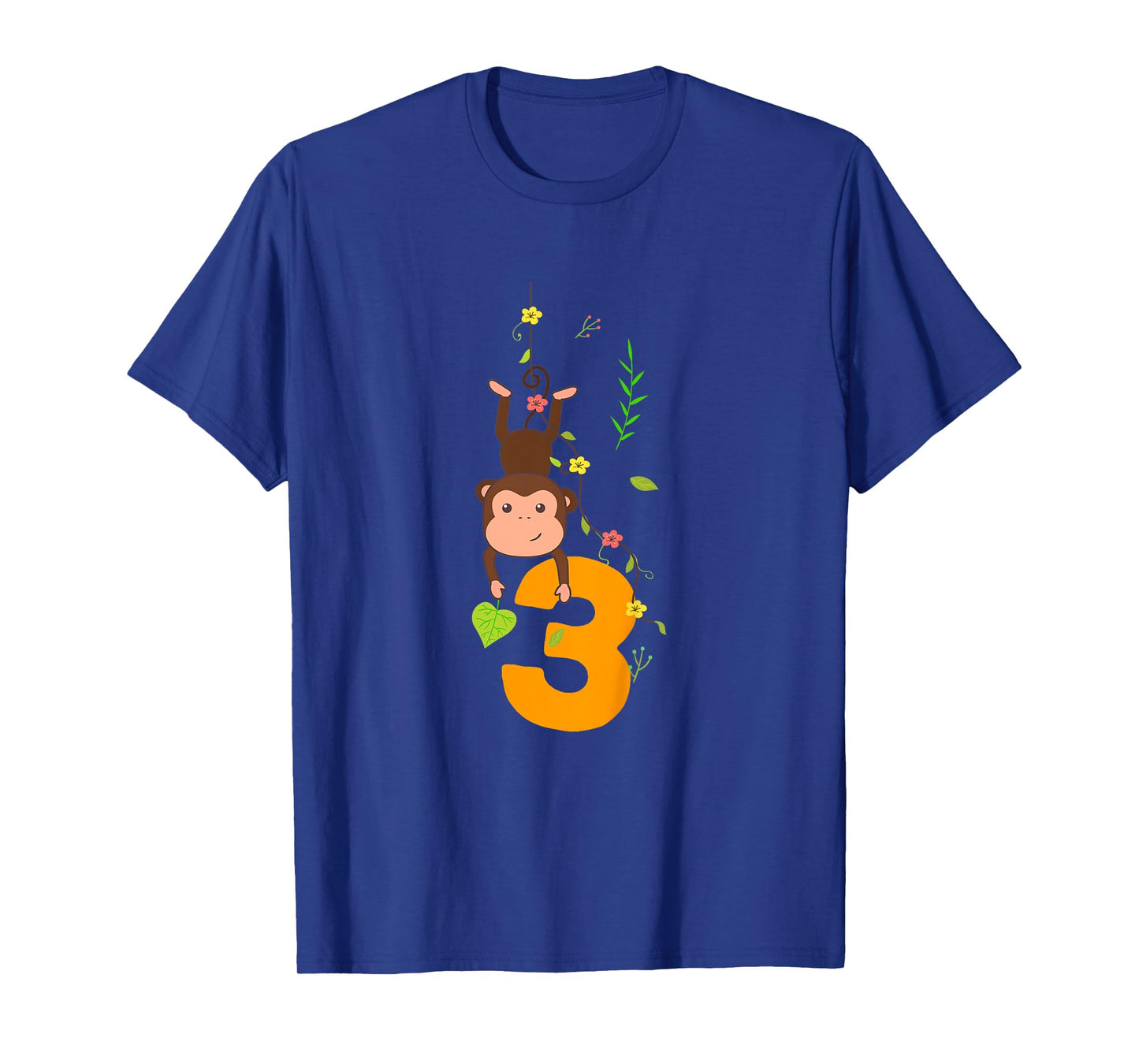 Kids Funny Cute Monkey Lover 3rd Birthday Three 3 Yr 3 Year Old T-Shirt
