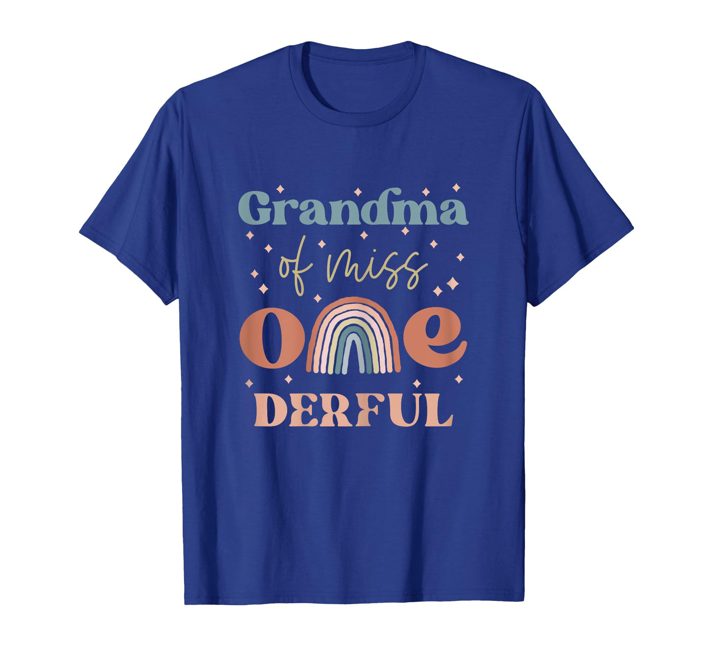 Grandma of Miss Onederful Boho Rainbow First Birthday T-Shirt