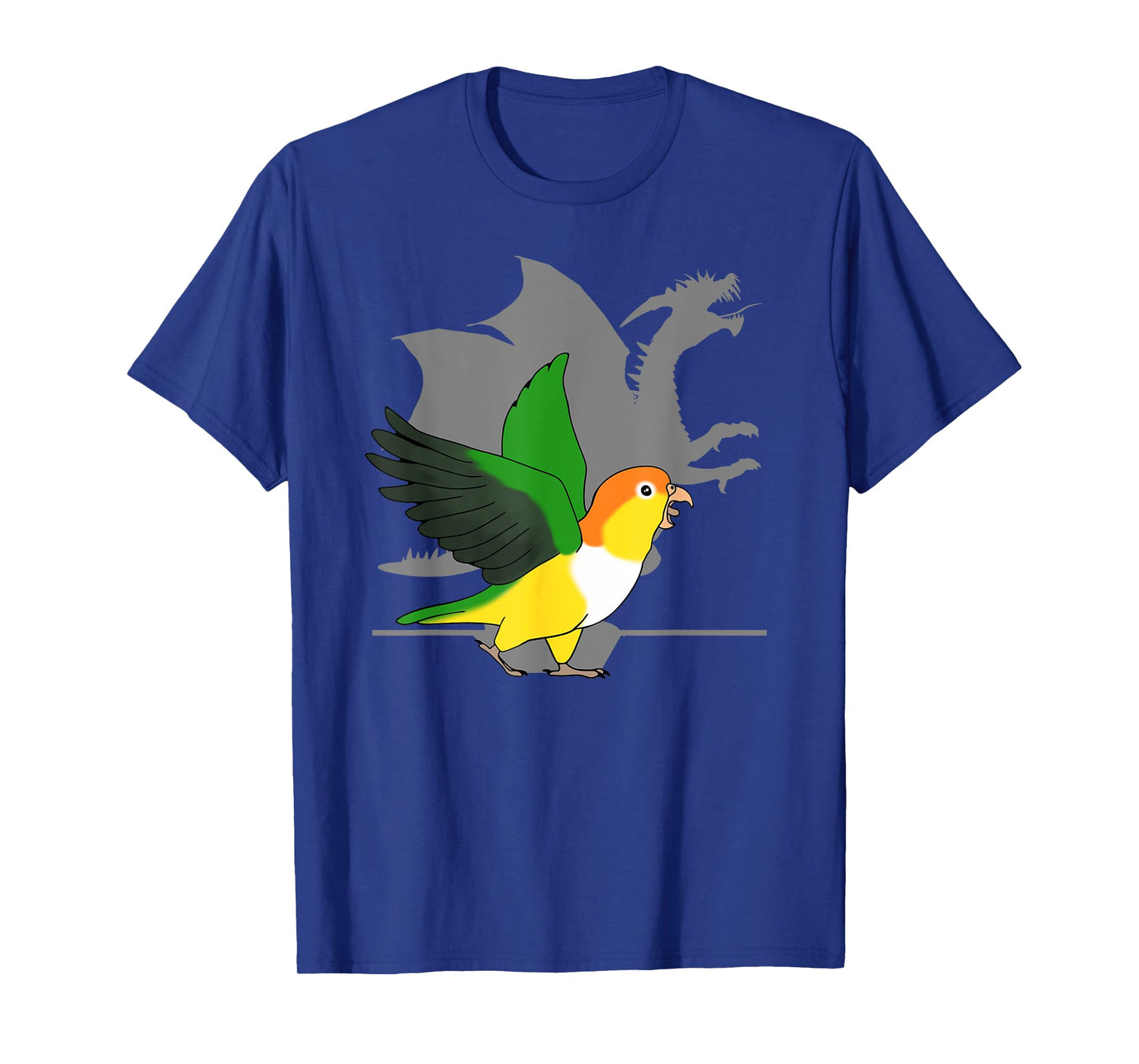 White Bellied Caique Dragon Shadow Funny Screaming Parrot T-Shirt