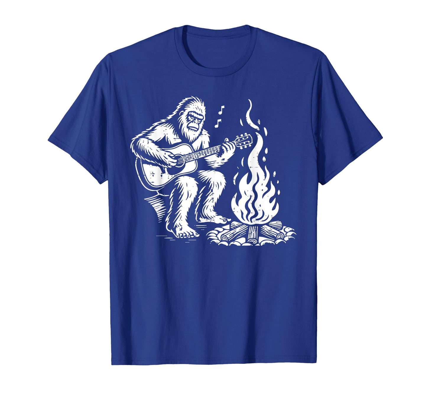 Bigfoot Sasquatch Guitar Campfire Camping Men Women Kids T-Shirt