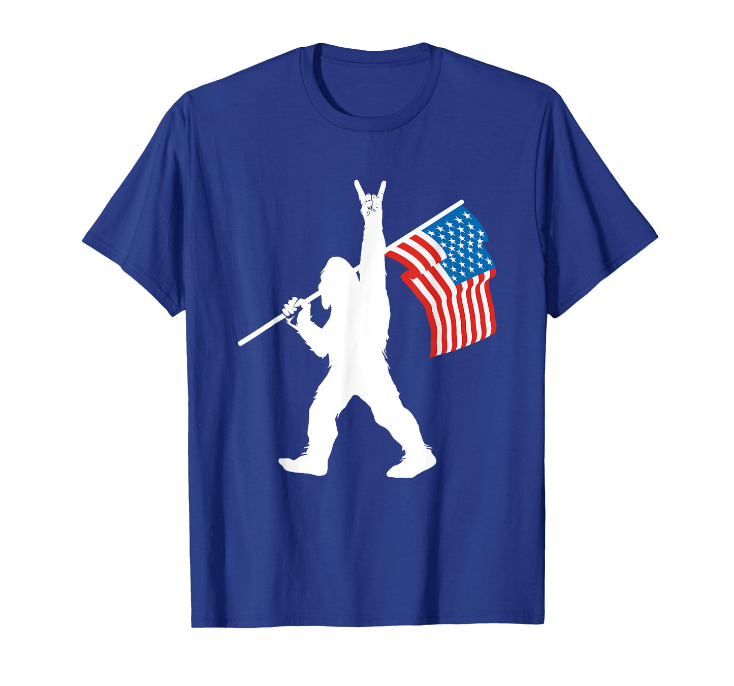 Funny Sasquatch Rock and Roll USA Flag for Bigfoot Believers T-Shirt