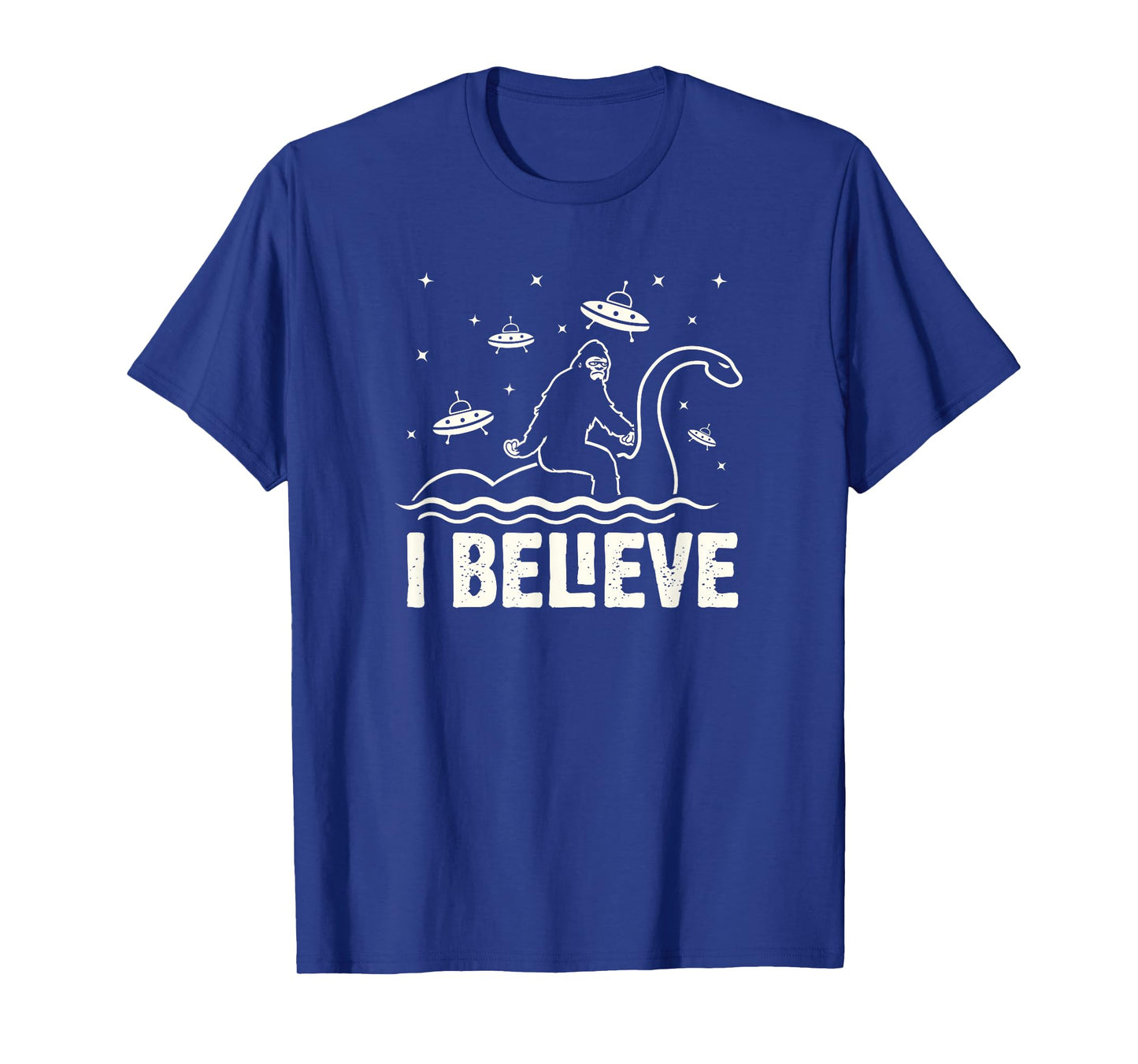 Funny Bigfoot riding Nessie I believe T-Shirt
