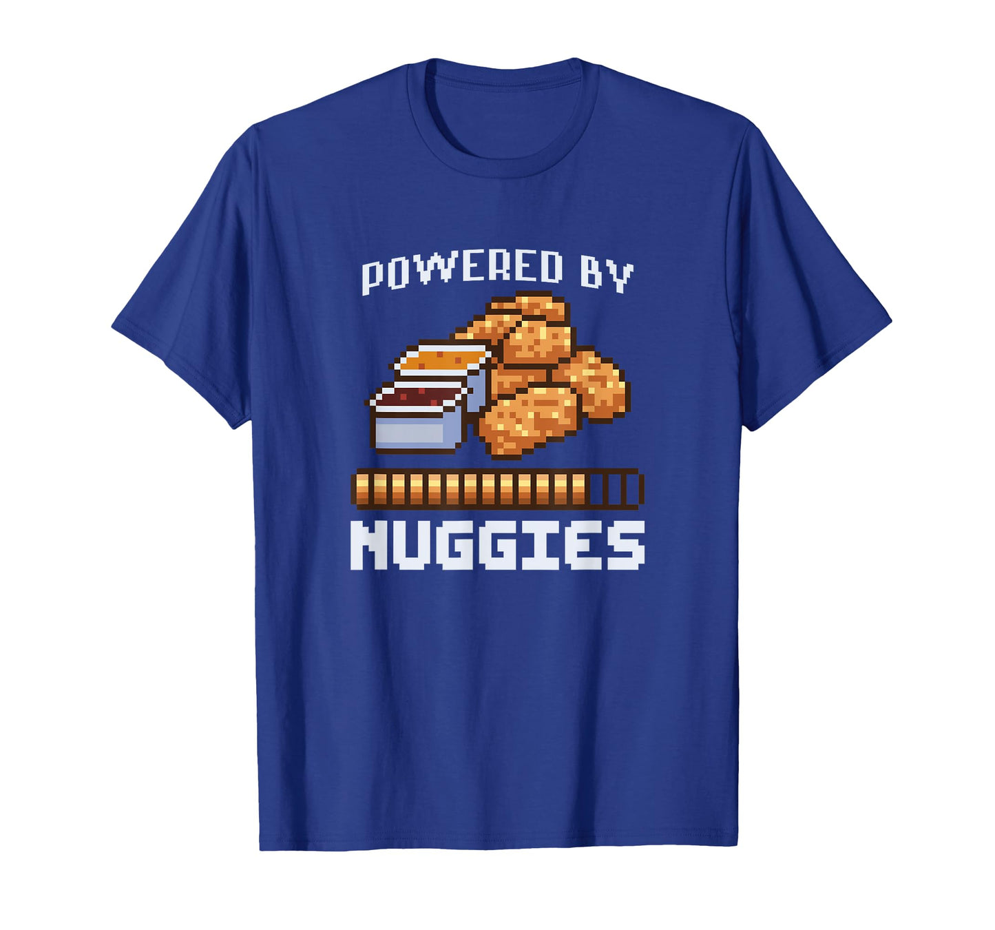 Power By Nuggies Pixalated Art Style Chicken Nugget Funny T-Shirt