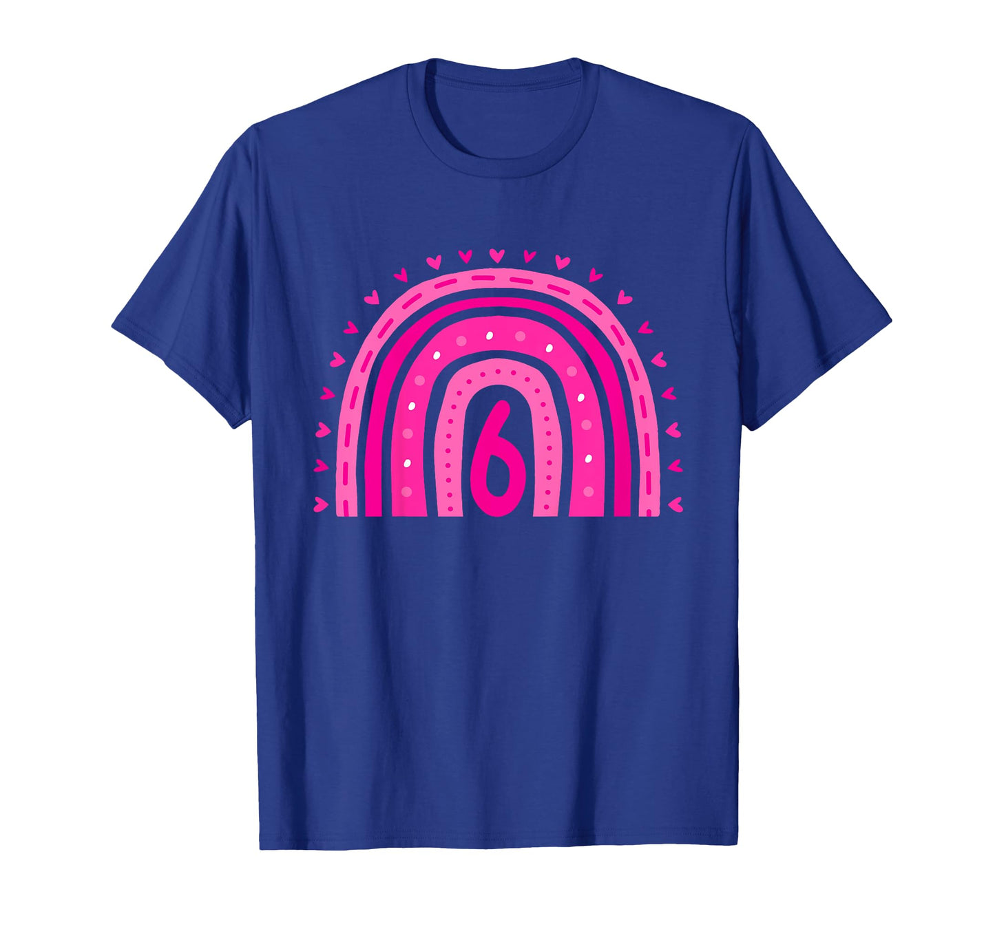 Kids Girl's Birthday Six 6 Years Old 6th Birthday Pink Rainbow T-Shirt