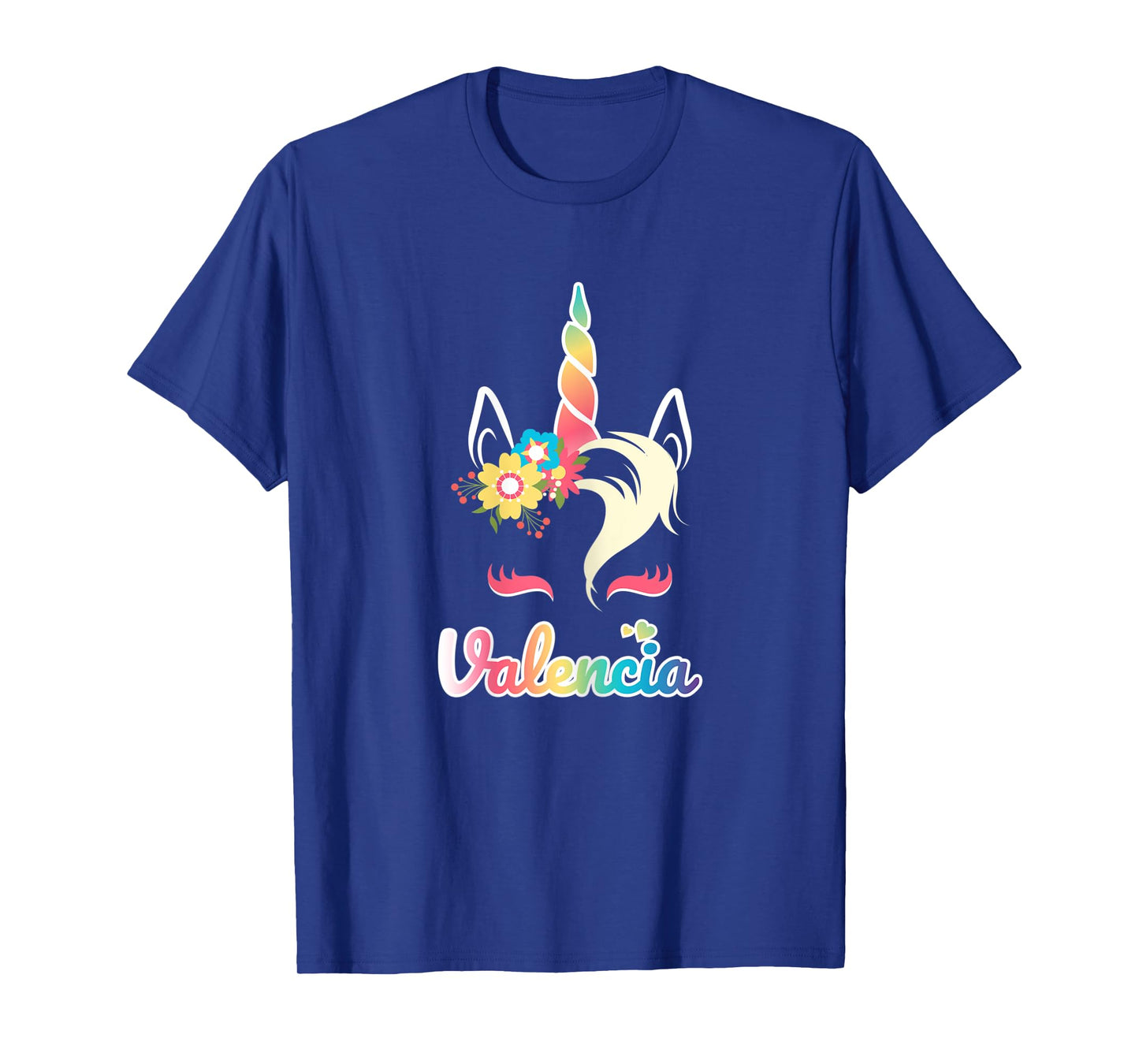Rainbow Unicorn Valencia apparel Custom Name Gift for girls T-Shirt