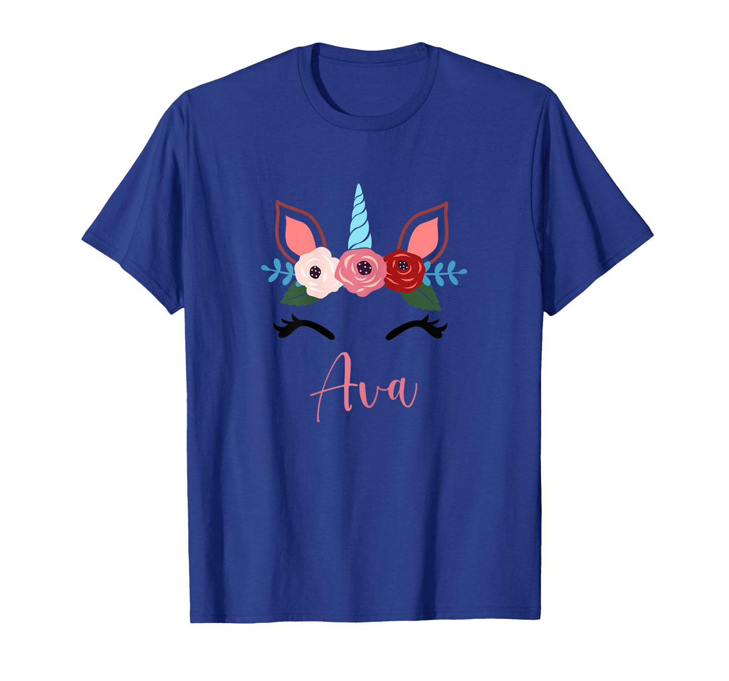 Cute Ava Magical Floral Unicorn For Girls T-Shirt