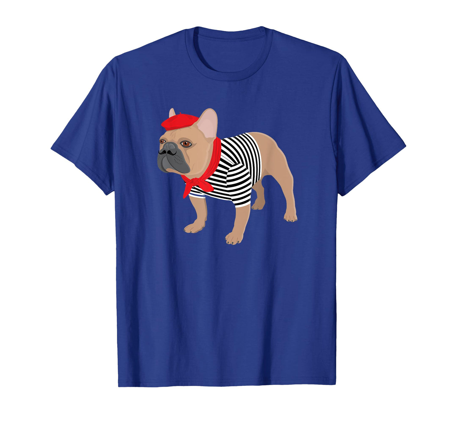 French Bulldog Dog with French Beret Hat Funny Animal Pun T-Shirt