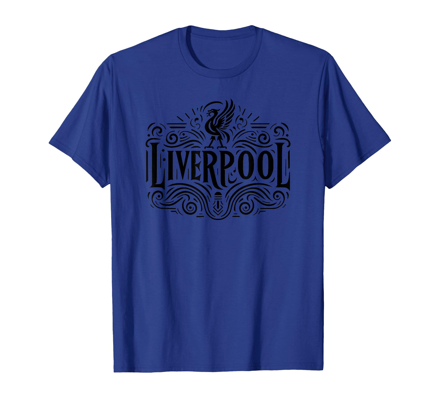 Liverpool England Ornate Black Print T-Shirt