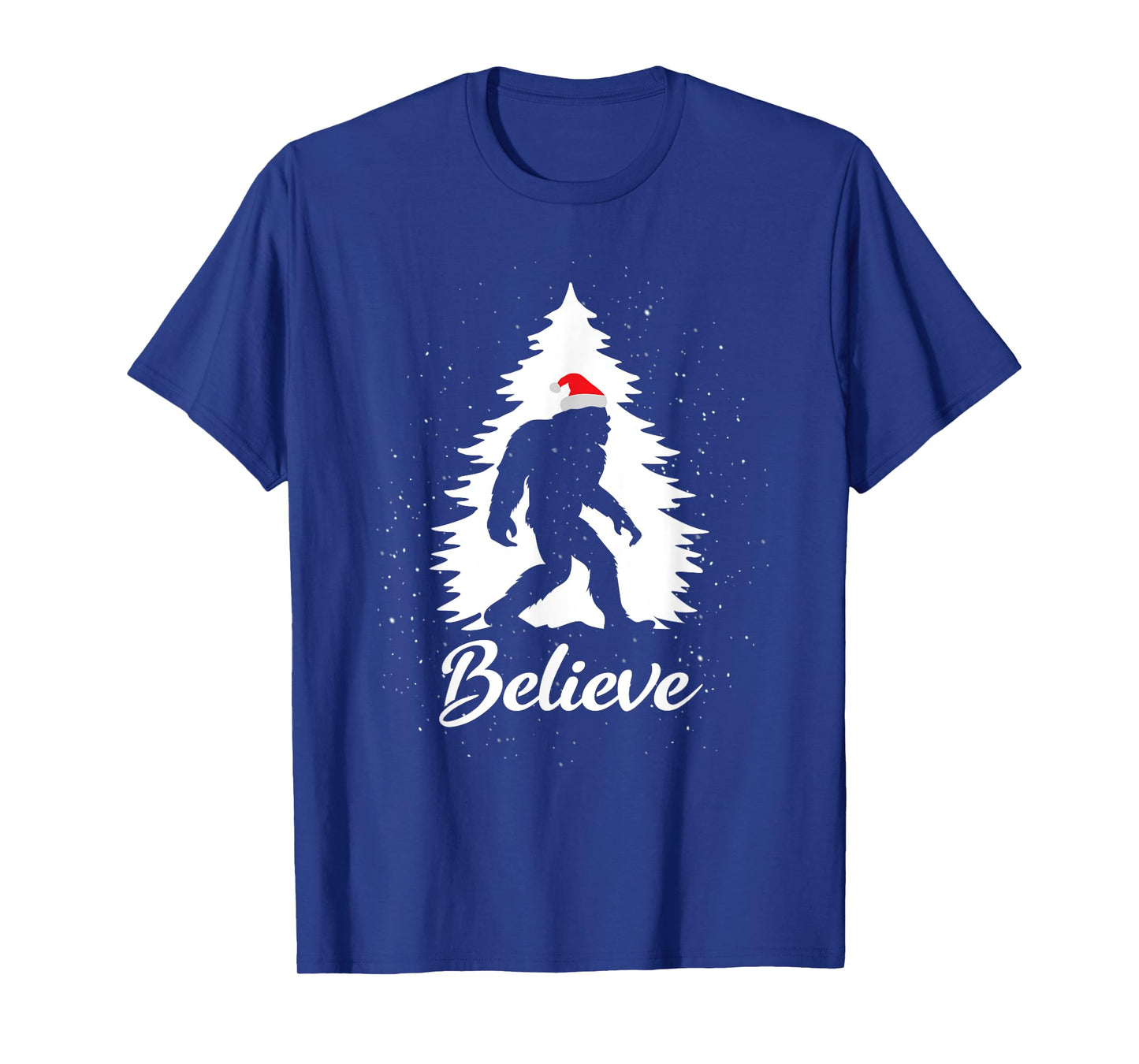Bigfoot Sasquatch Santa Hat Believe Christmas Gift T-Shirt