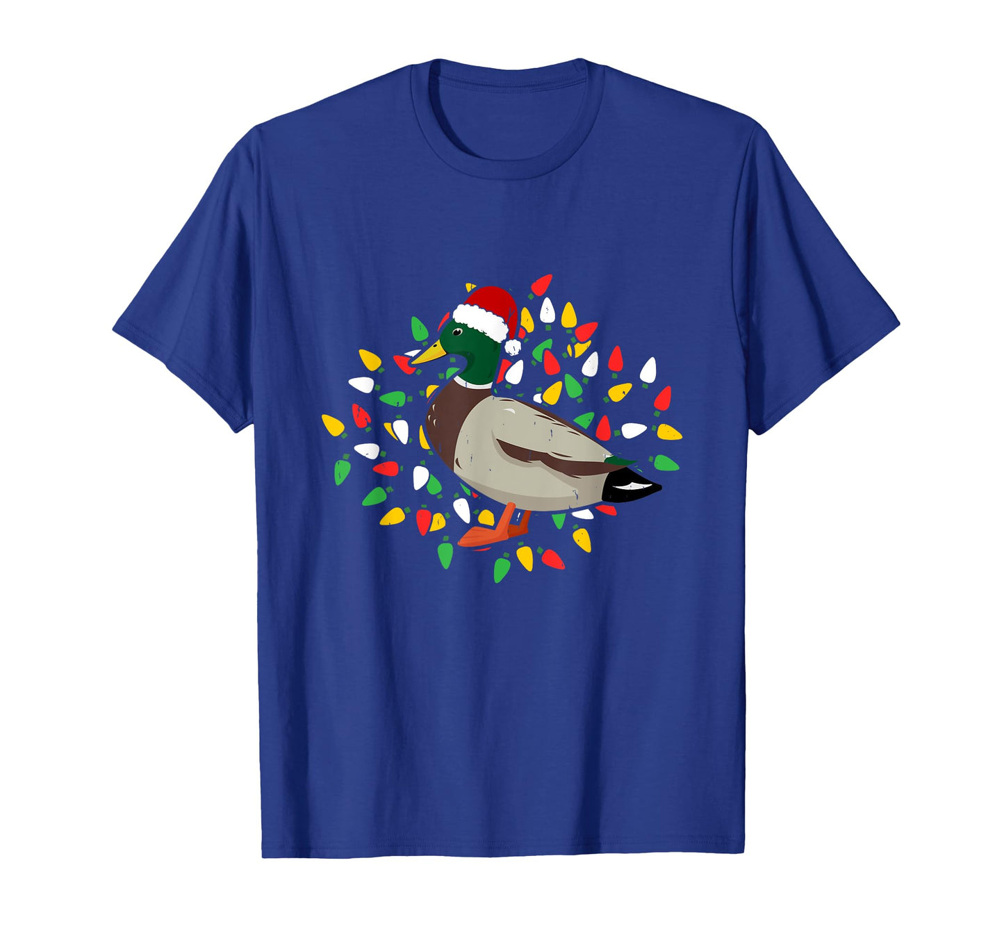 Holiday Xmas Lighting Santa Hat Mallard Duck Bird Christmas T-Shirt