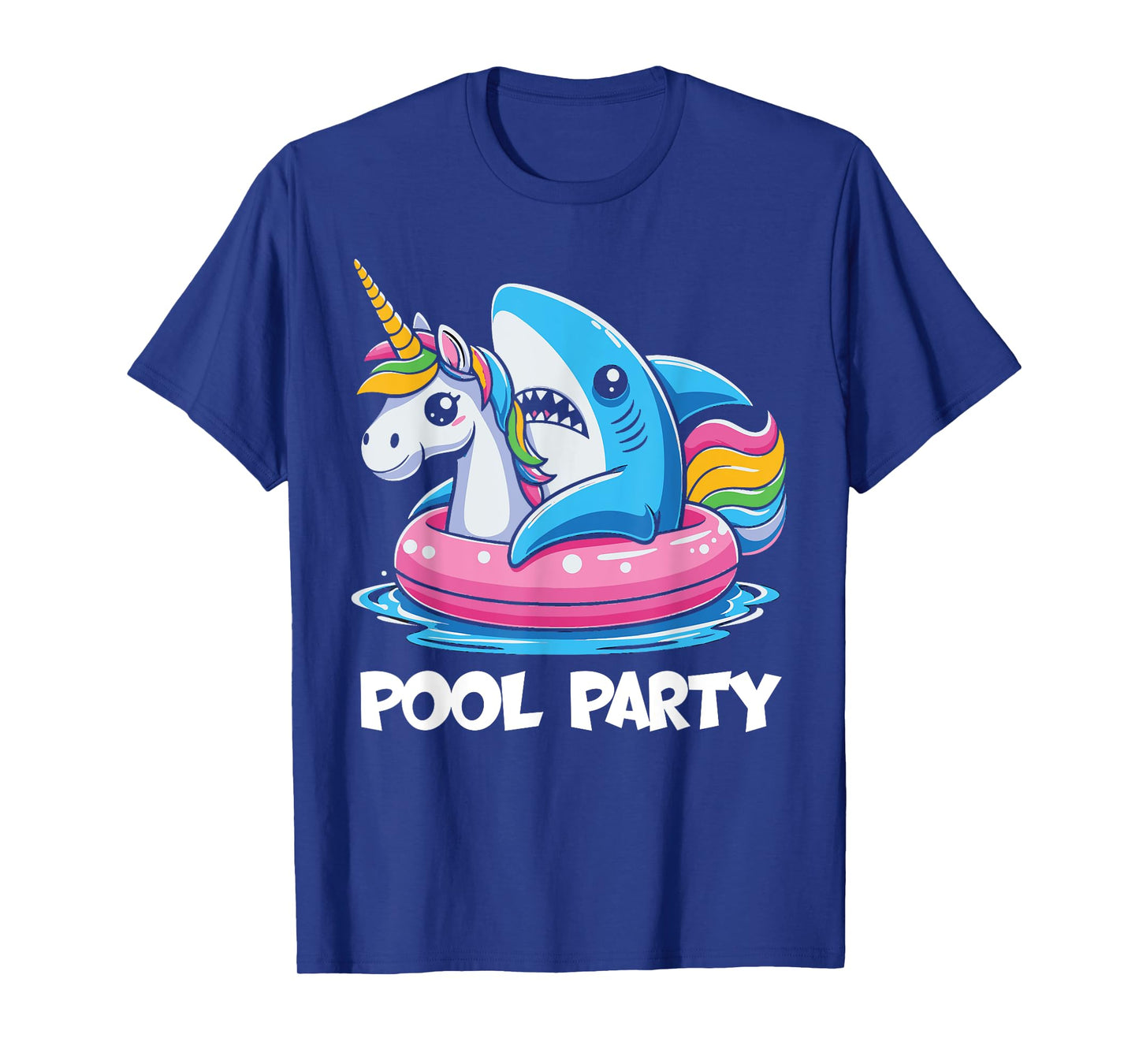 Pool Party Funny Shark And Unicorn Swimming Summer T-Shirt for Men Women Kids