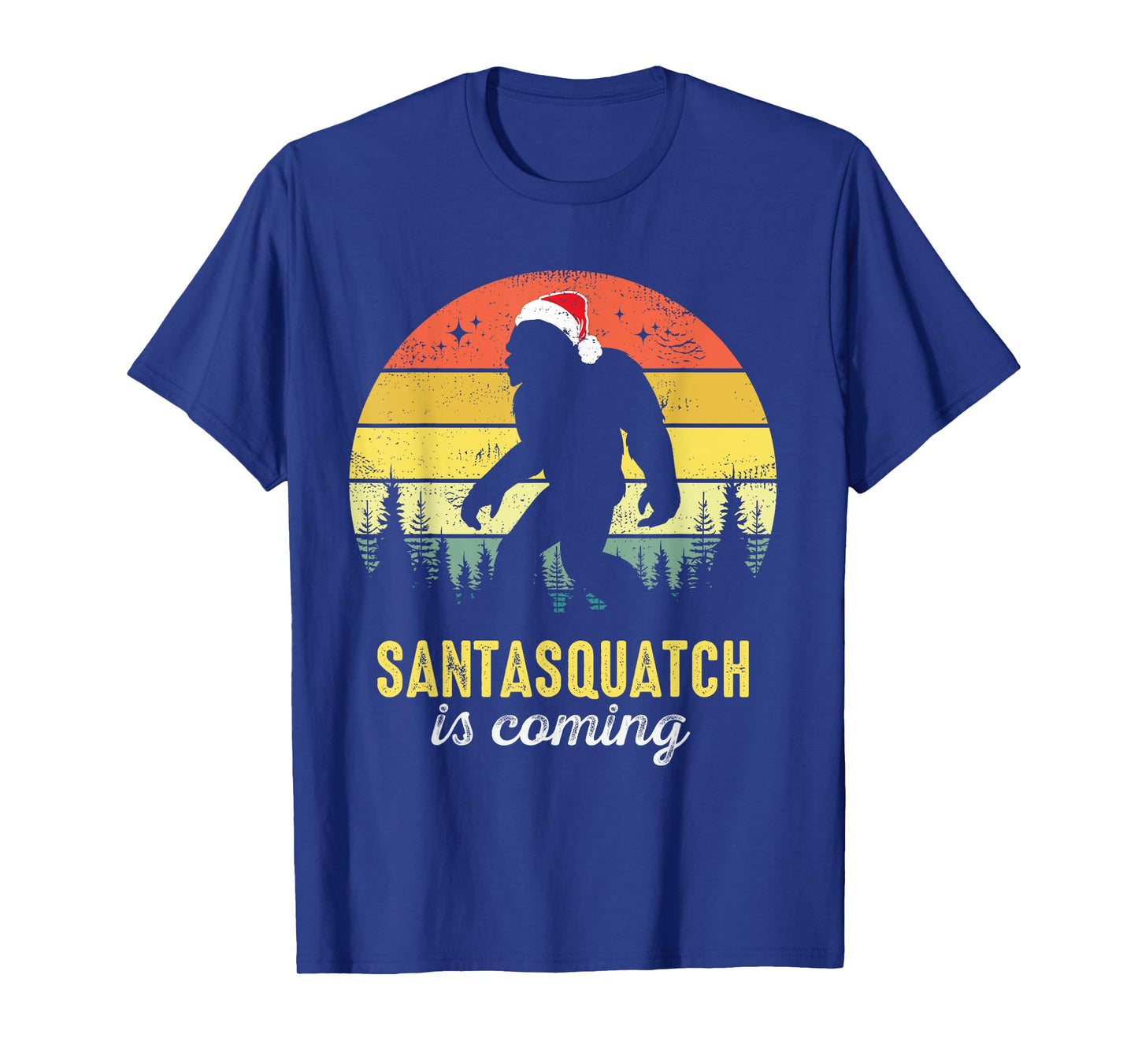 Santasquatch Is Coming Santa Bigfoot Christmas Funny Vintage T-Shirt