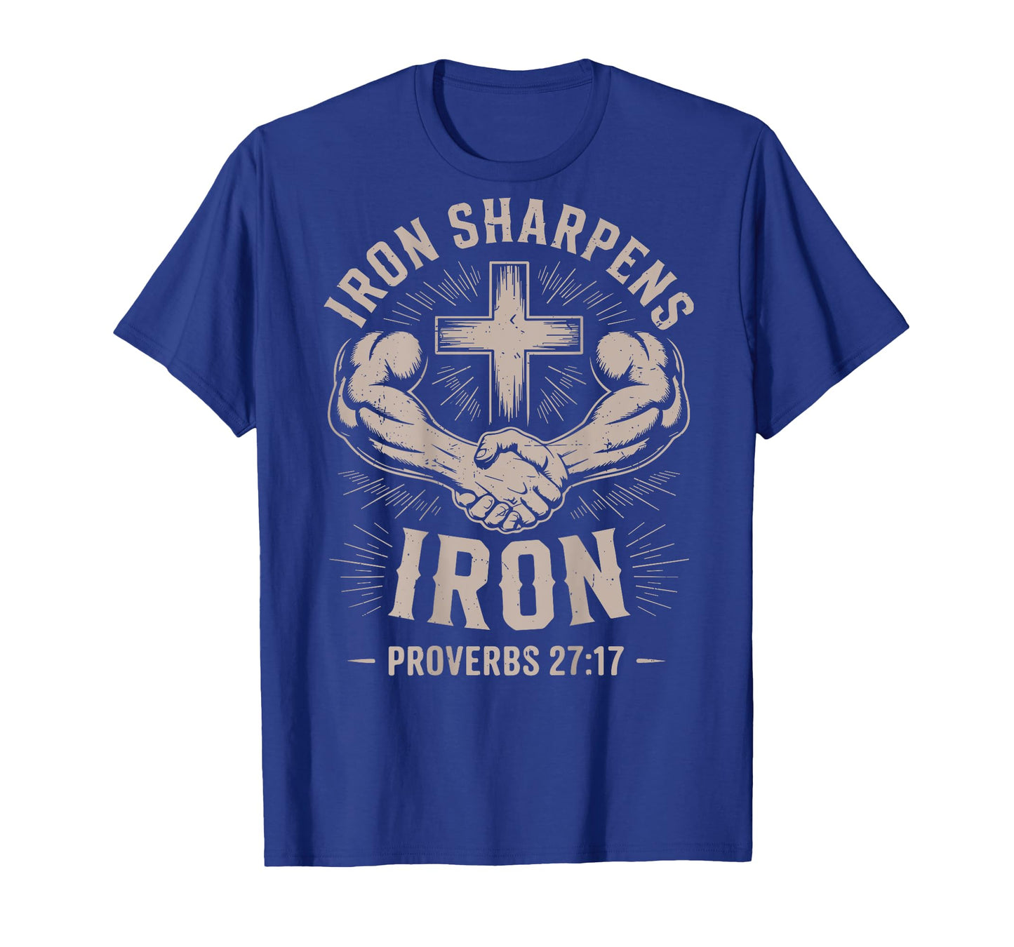 On-Back Iron Sharpens Iron Proverbs Christian Gym Workout T-Shirt