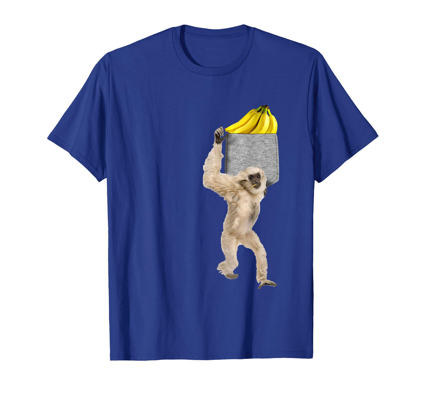 Gibbon Monkey Reaching For Banana In Fake Pocket T-Shirt T-Shirt