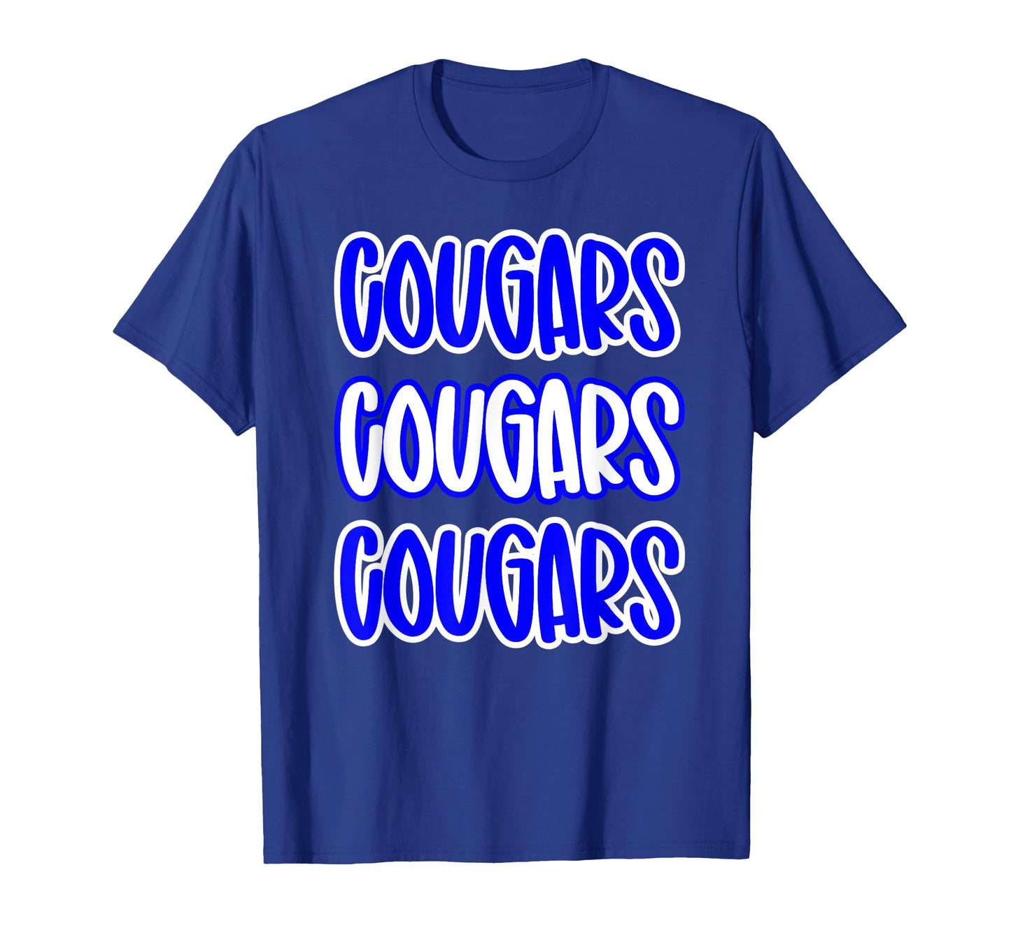 Cougars Repeating School Spirit Blue White T-Shirt