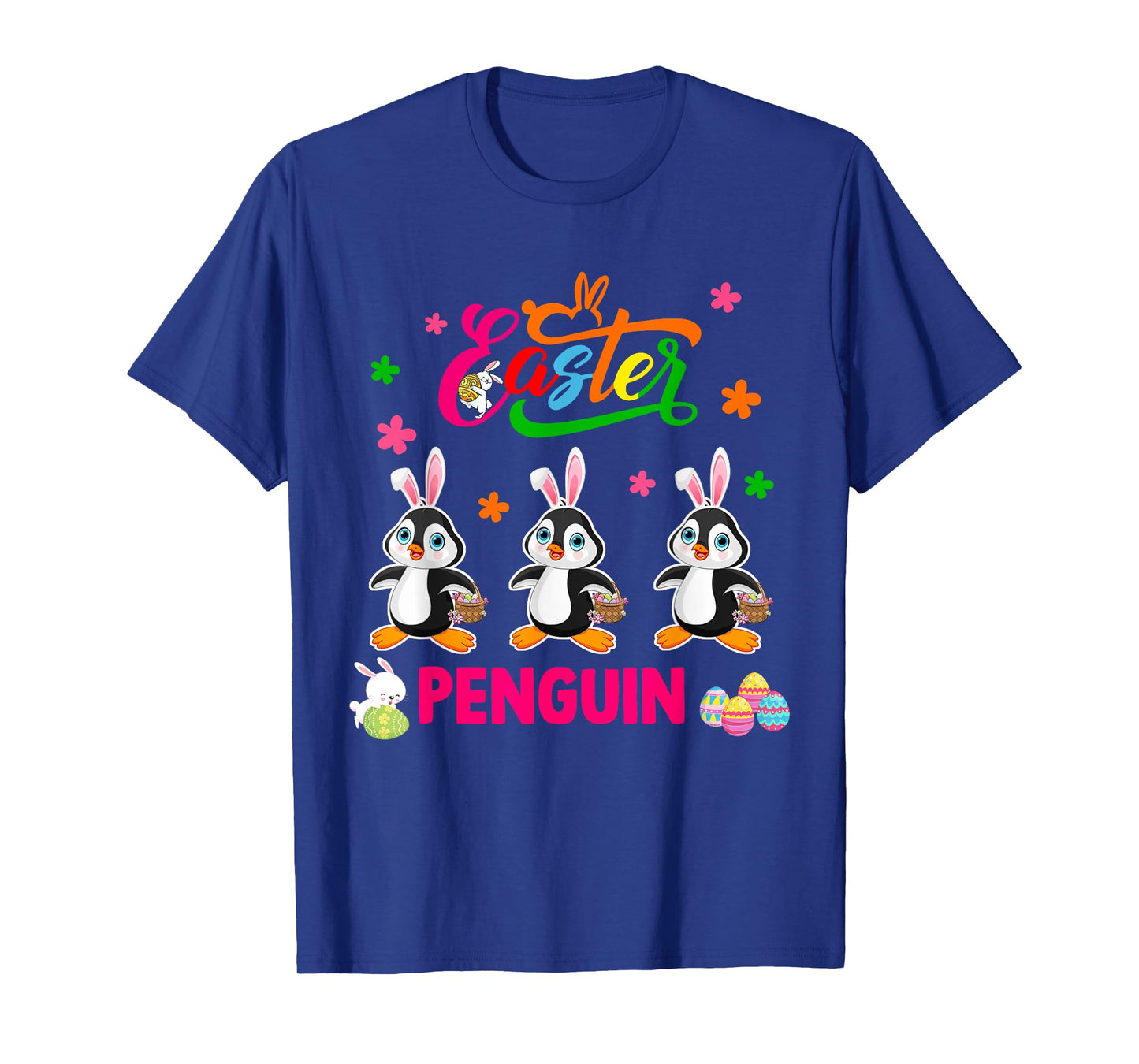Easter Penguin Three Cute Bunny Penguins Hunting Eggs Basket T-Shirt