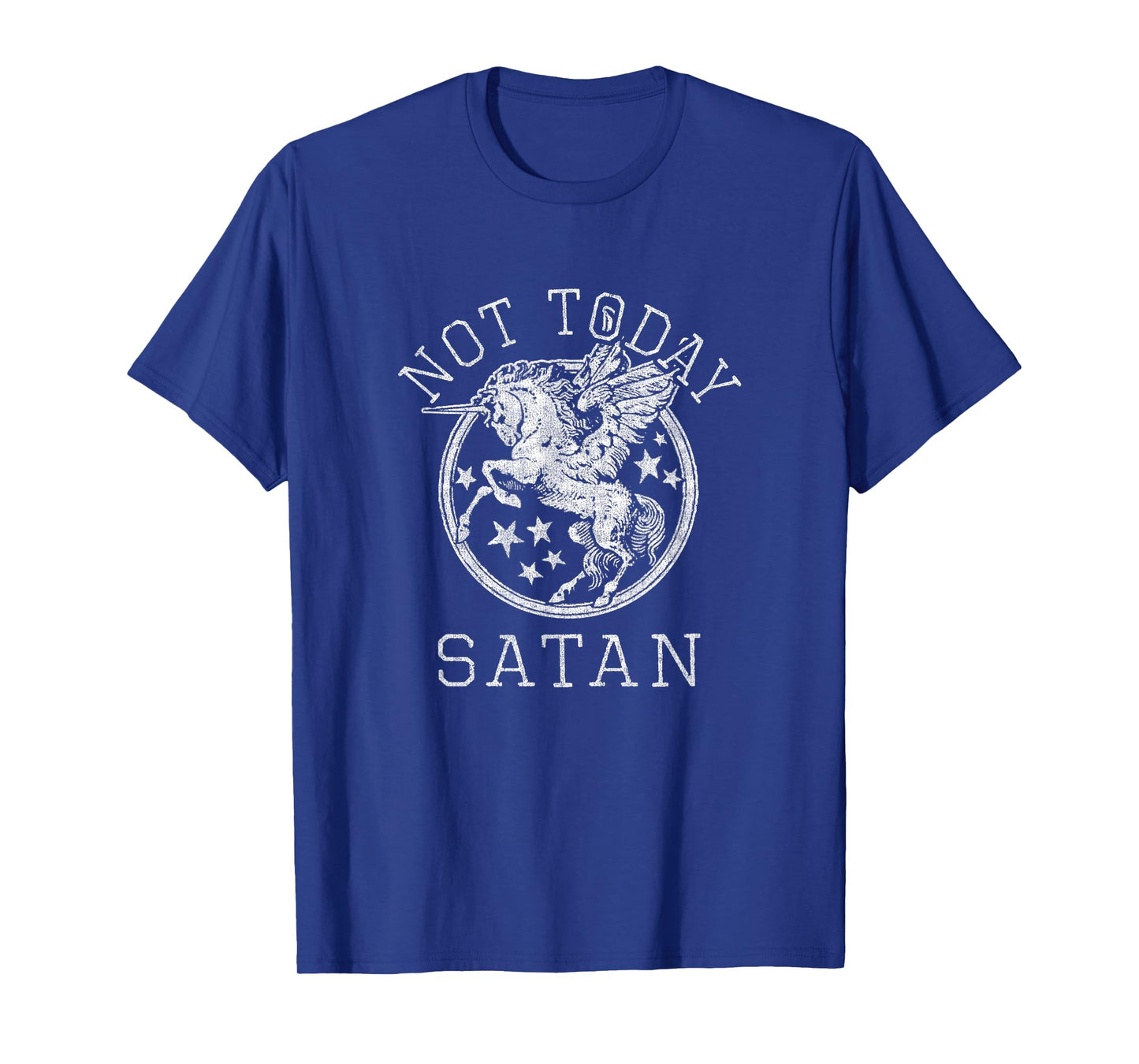 Retro Style 80s 1980s Unicorn Pegasus Not Today Satan T-Shirt