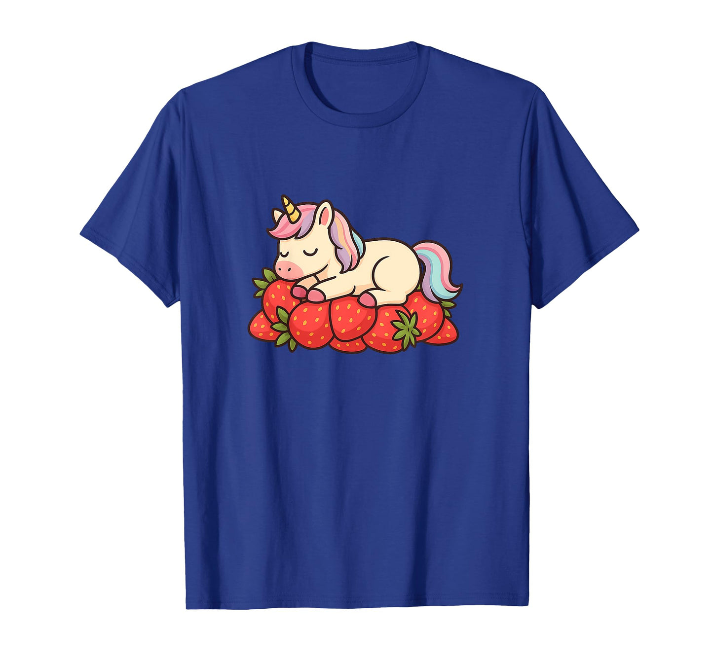 Kids Cute Unicorn on Strawberries | Kawaii Graphic T-Shirt