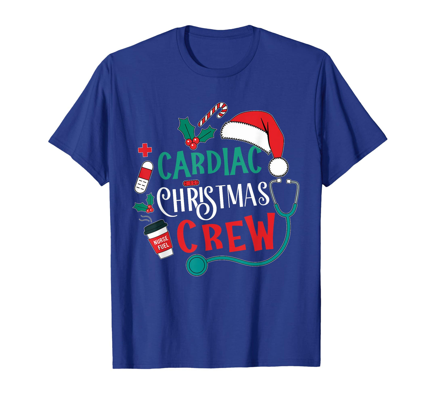 Cardiac Christmas Crew Cardiology Stethoscope Nurse Xmas T-Shirt