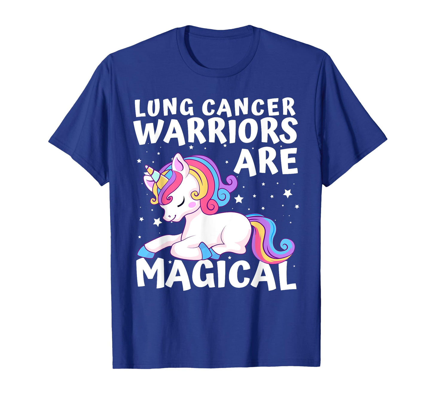 Warriors Are Magical Lung Cancer Awareness Unicorn White T-Shirt