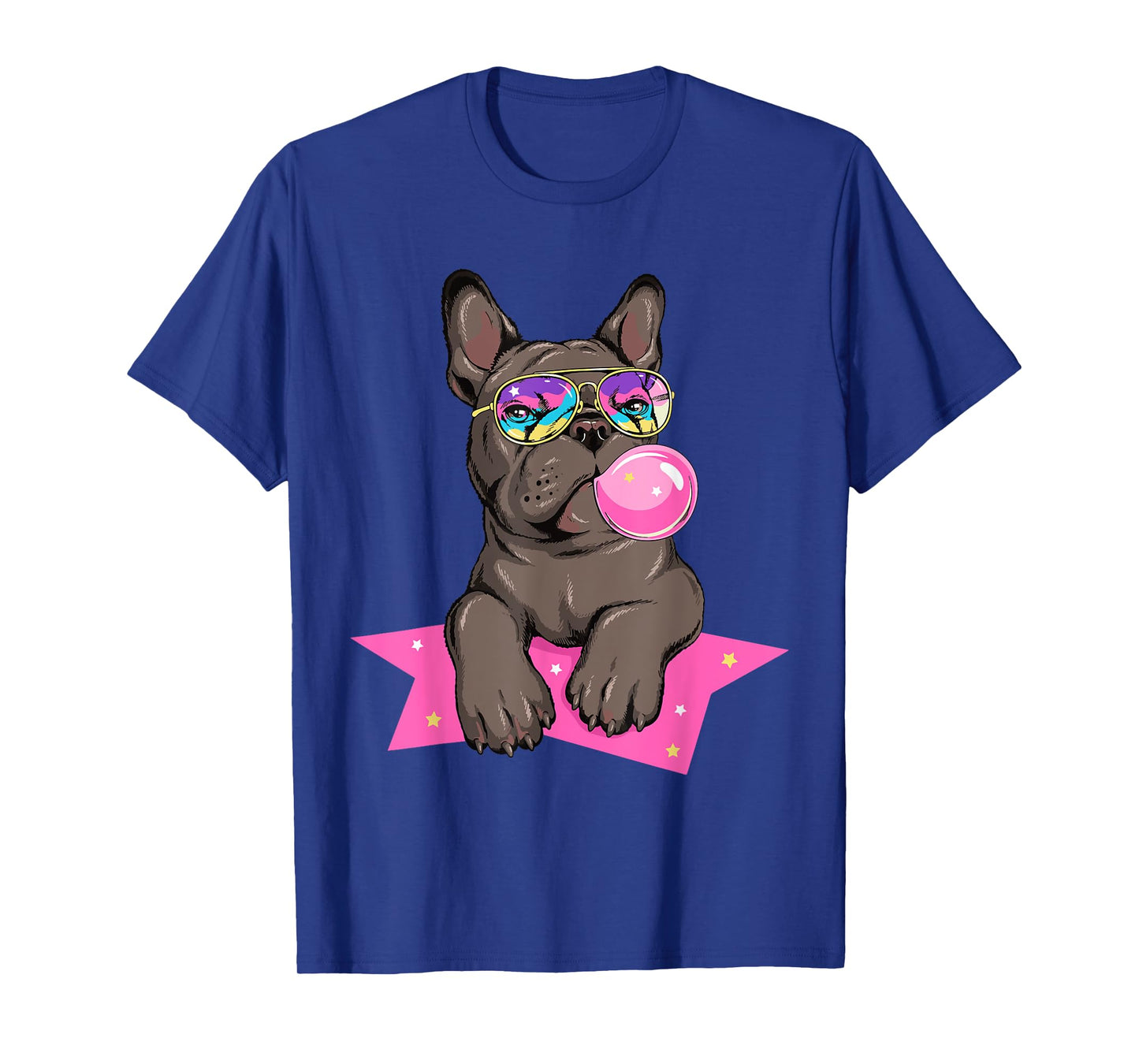 Funny French Bulldog Rockstar Bubblegum Frenchie Dog Lover Men Women Kids T-Shirt