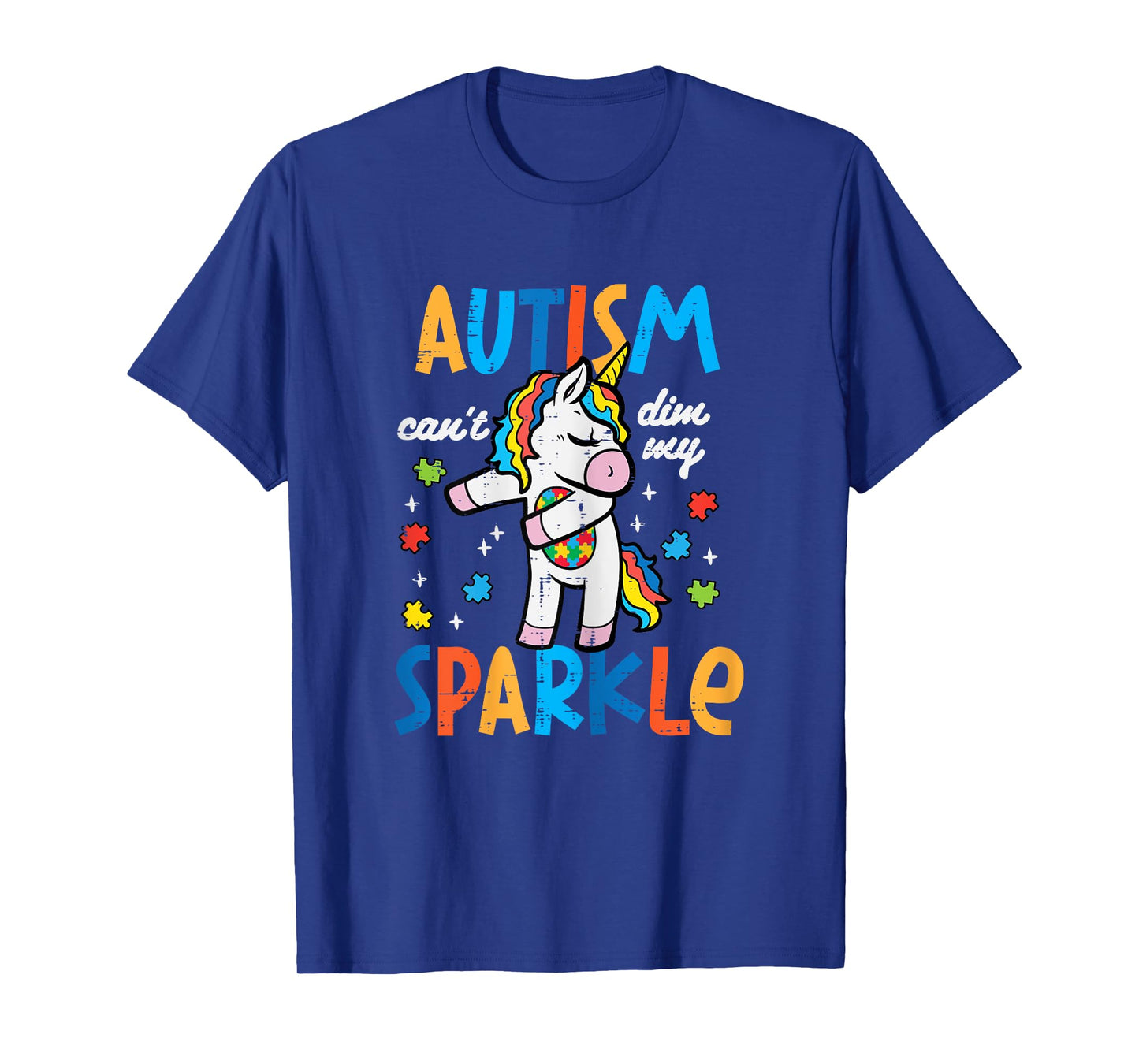 Autism Unicorn Floss Cant Dim My Sparkle Awareness Girls Kid T-Shirt