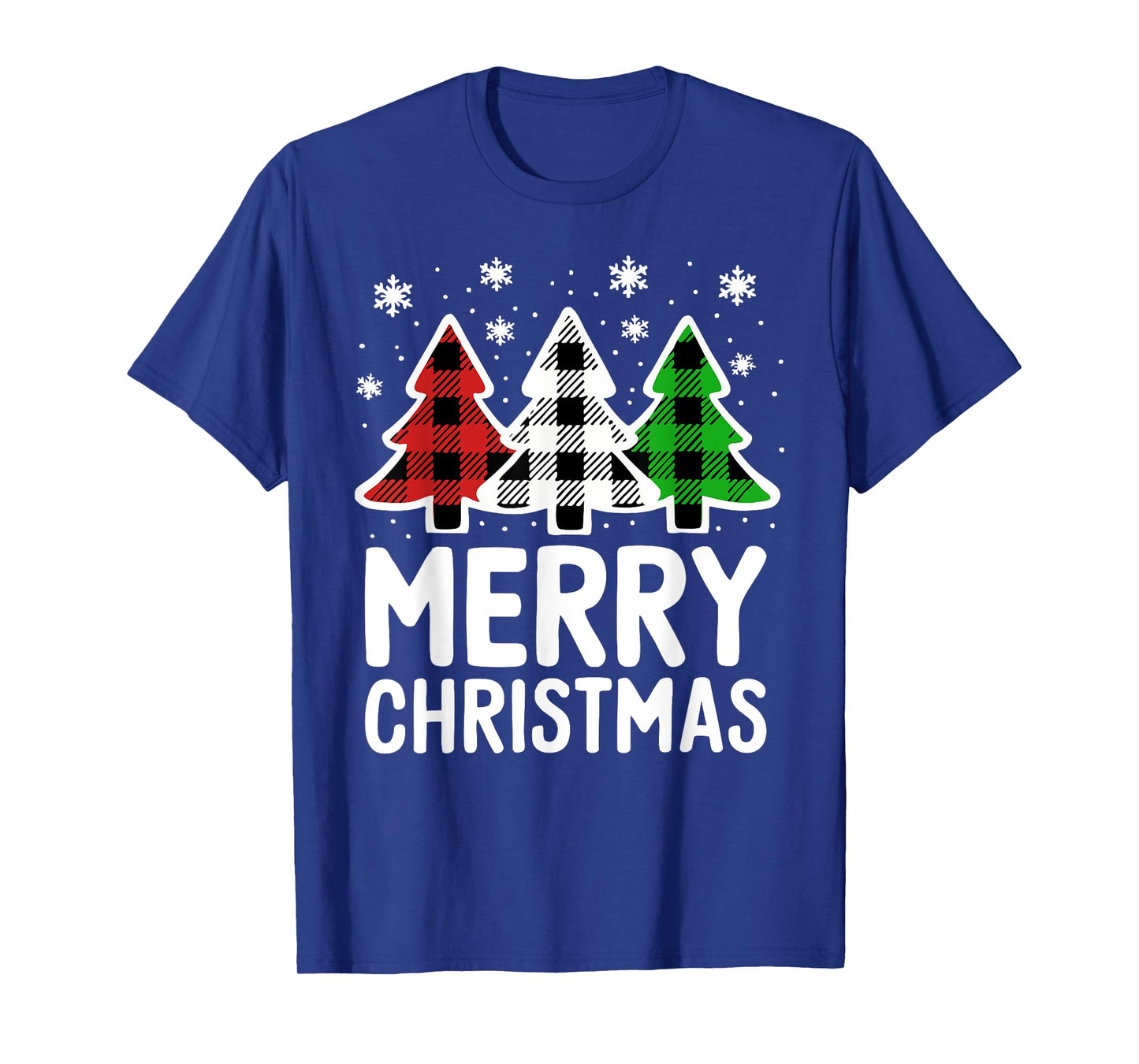 Merry Christmas Shirt Red White Green Buffalo Plaid Tree T-Shirt