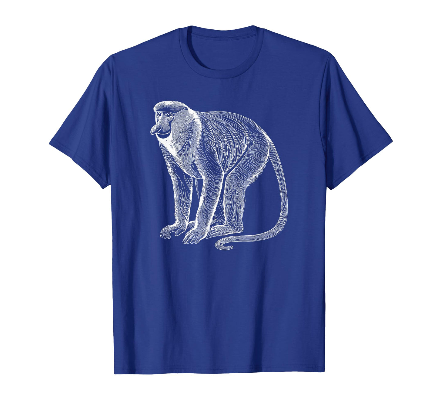 Line Art Proboscis Monkey Long-Nosed Monkey T-Shirt
