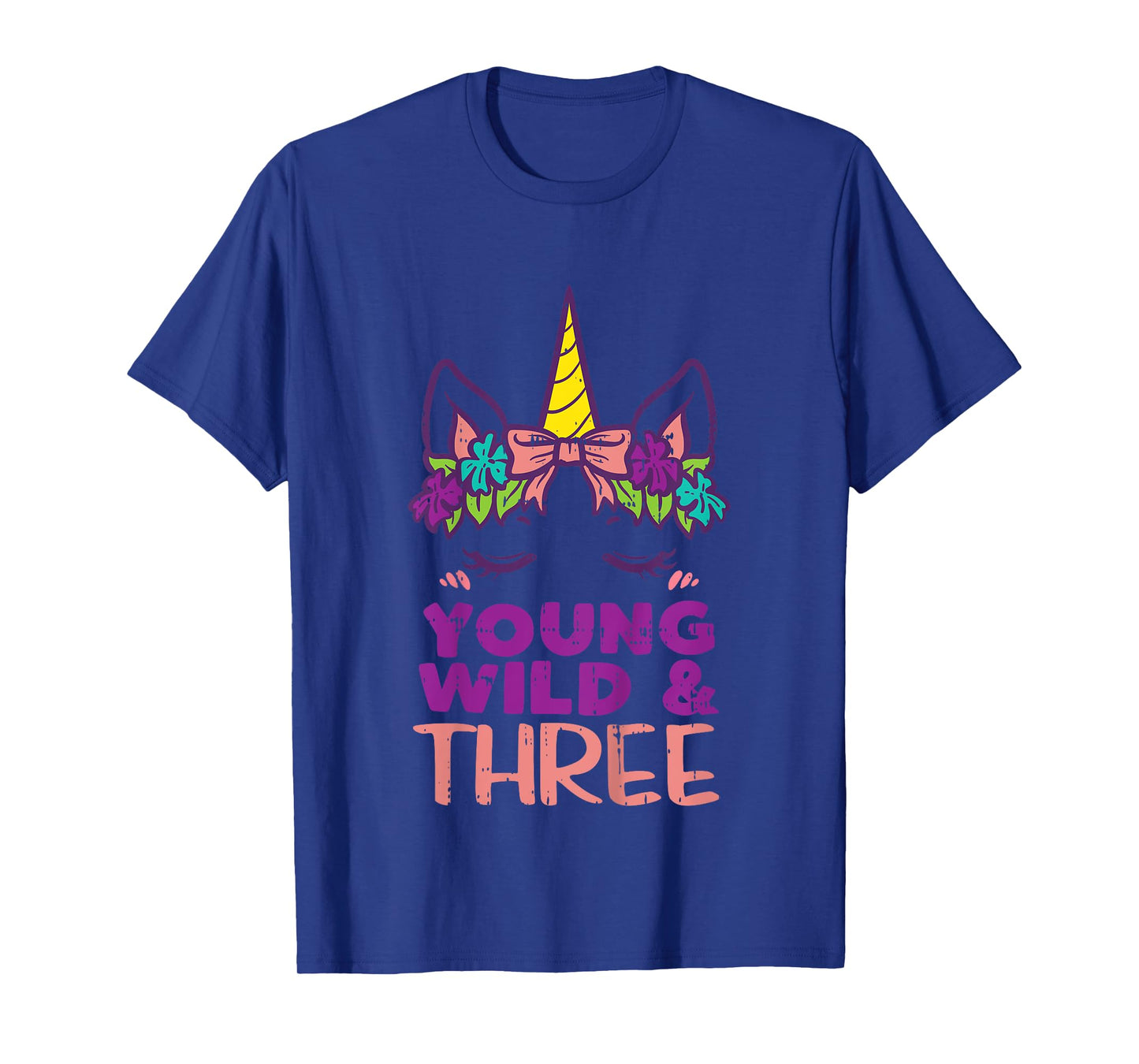Unicorn Young Wild Three 3 Year Old 3rd Birthday Girls Gift T-Shirt