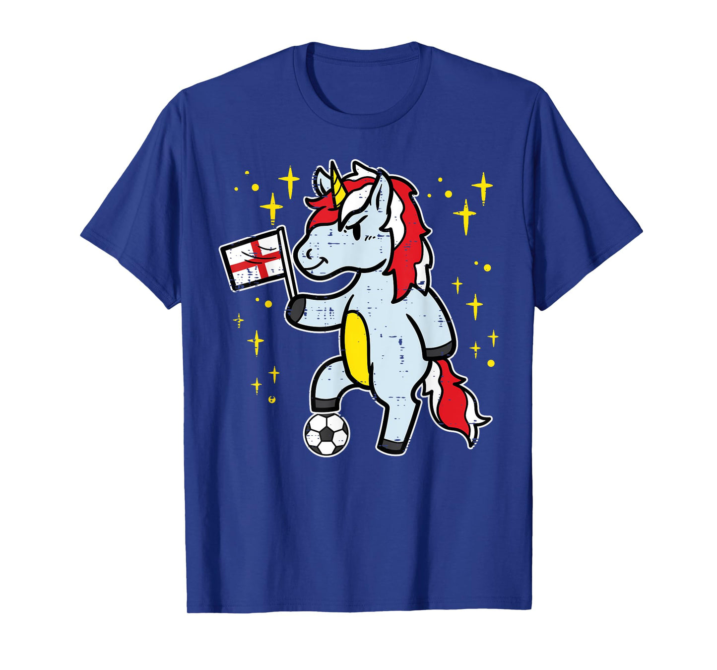 England Flag Unicorn Football Soccer Fan Women Girls Kids T-Shirt