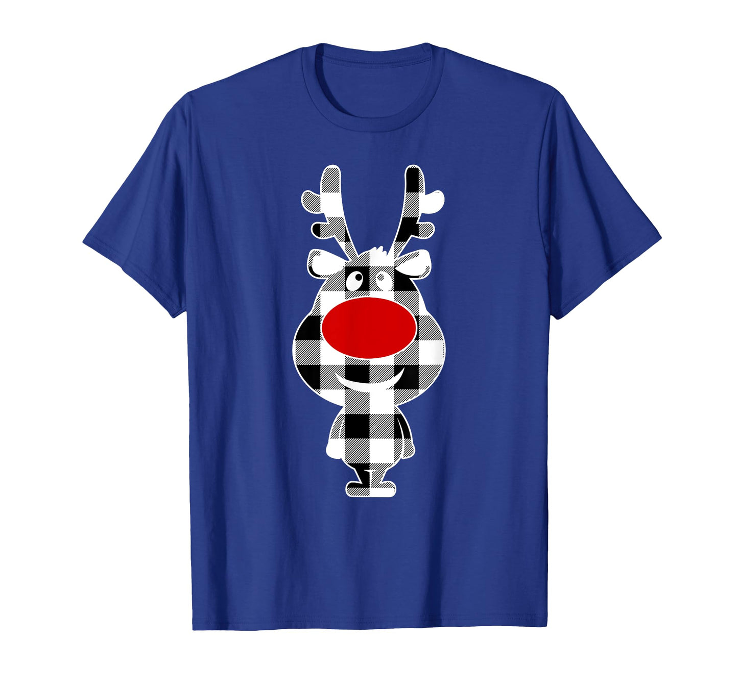 Reindeer Black & White Buffalo Plaid Merry Christmas T-Shirt