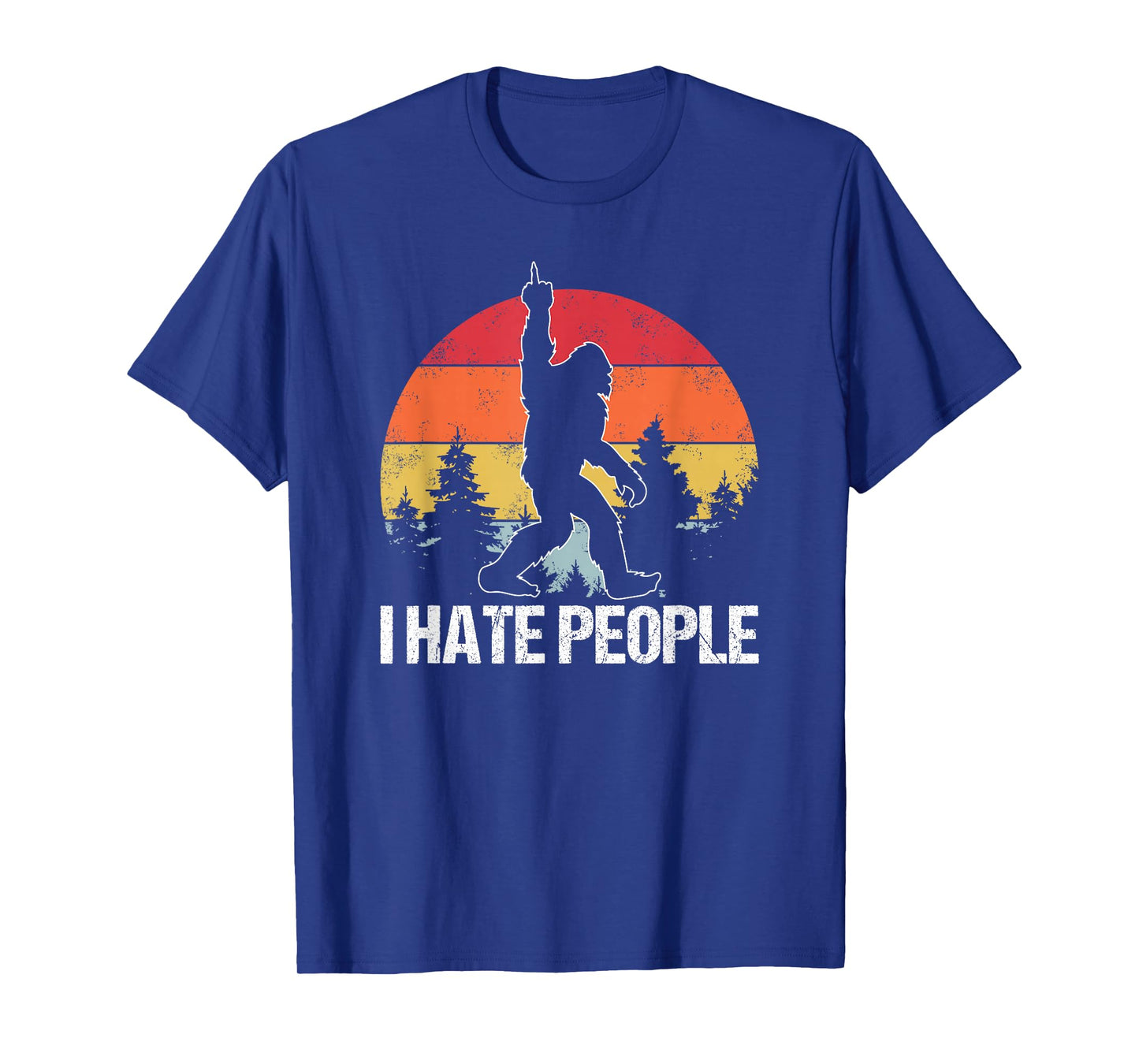 Big Foot I Hate People Middle Finger Sasquatch Retro Funny T-Shirt