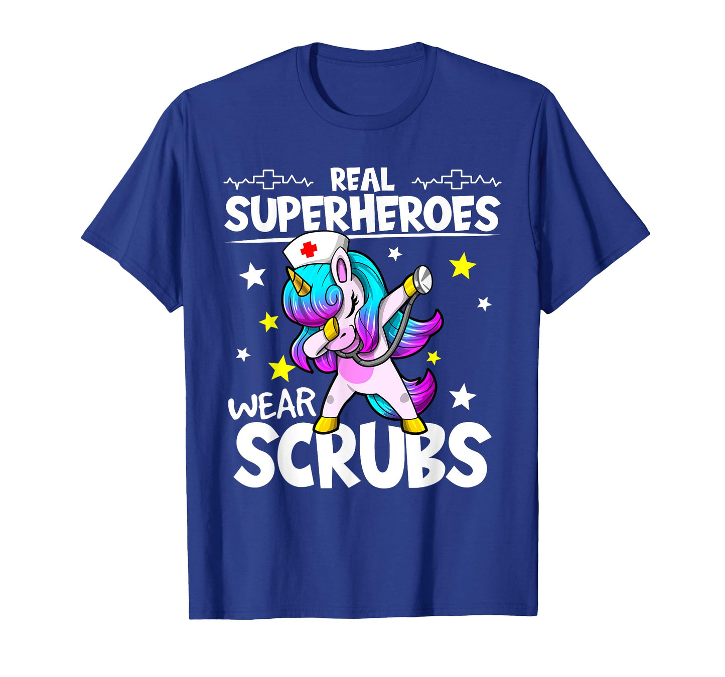 Nursing Dabbing Unicorn Real Superheroes Wear Scrubs Nurse T-Shirt