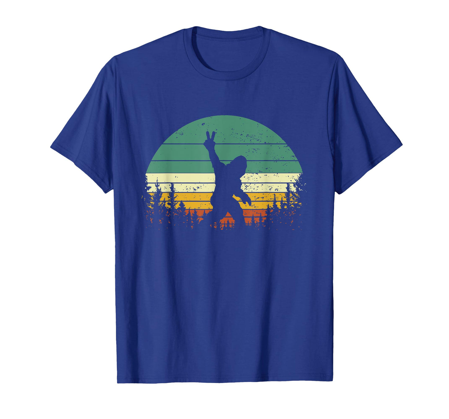 Sasquatch Peace Sign Funny Bigfoot Retro Yeti Sunset T-Shirt