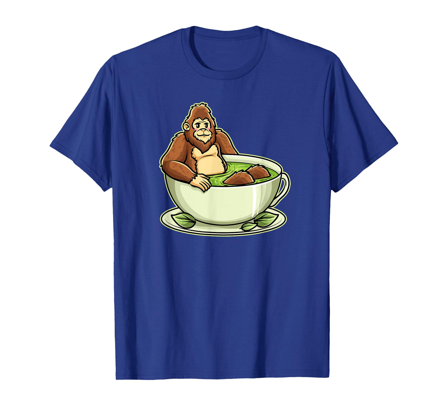 Bigfoot in Matcha Cup Funny Cryptid Tea Humor T-Shirt