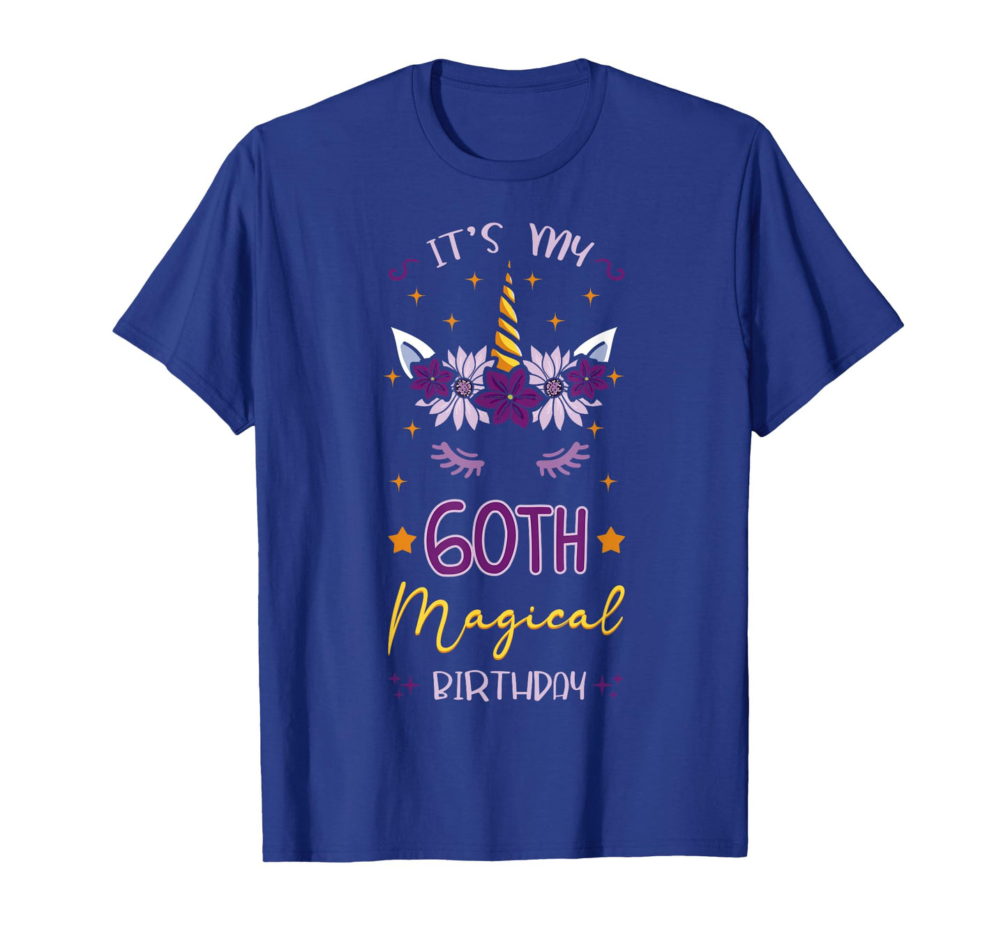 It's My 60th Magical Birthday Unicorn Floral Horn Party T-Shirt