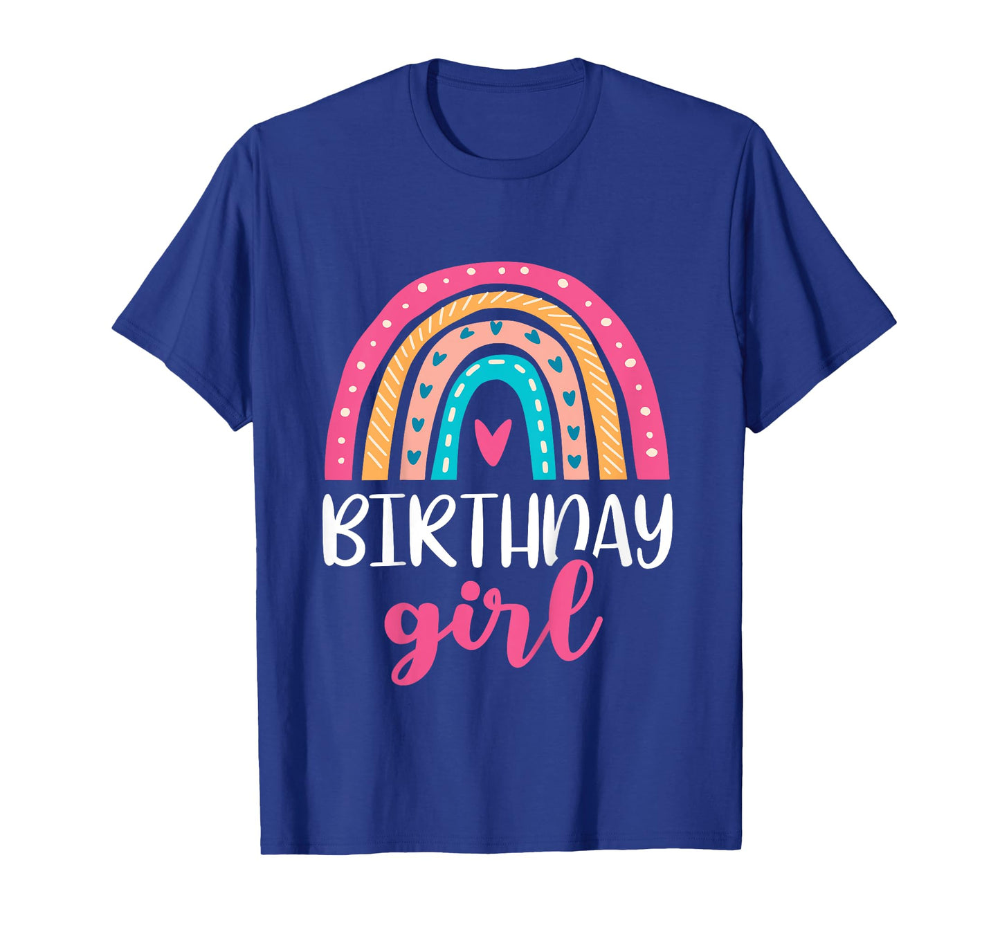 Girl's Birthday Boho Rainbow Birthday Retro Throwback Pink T-Shirt
