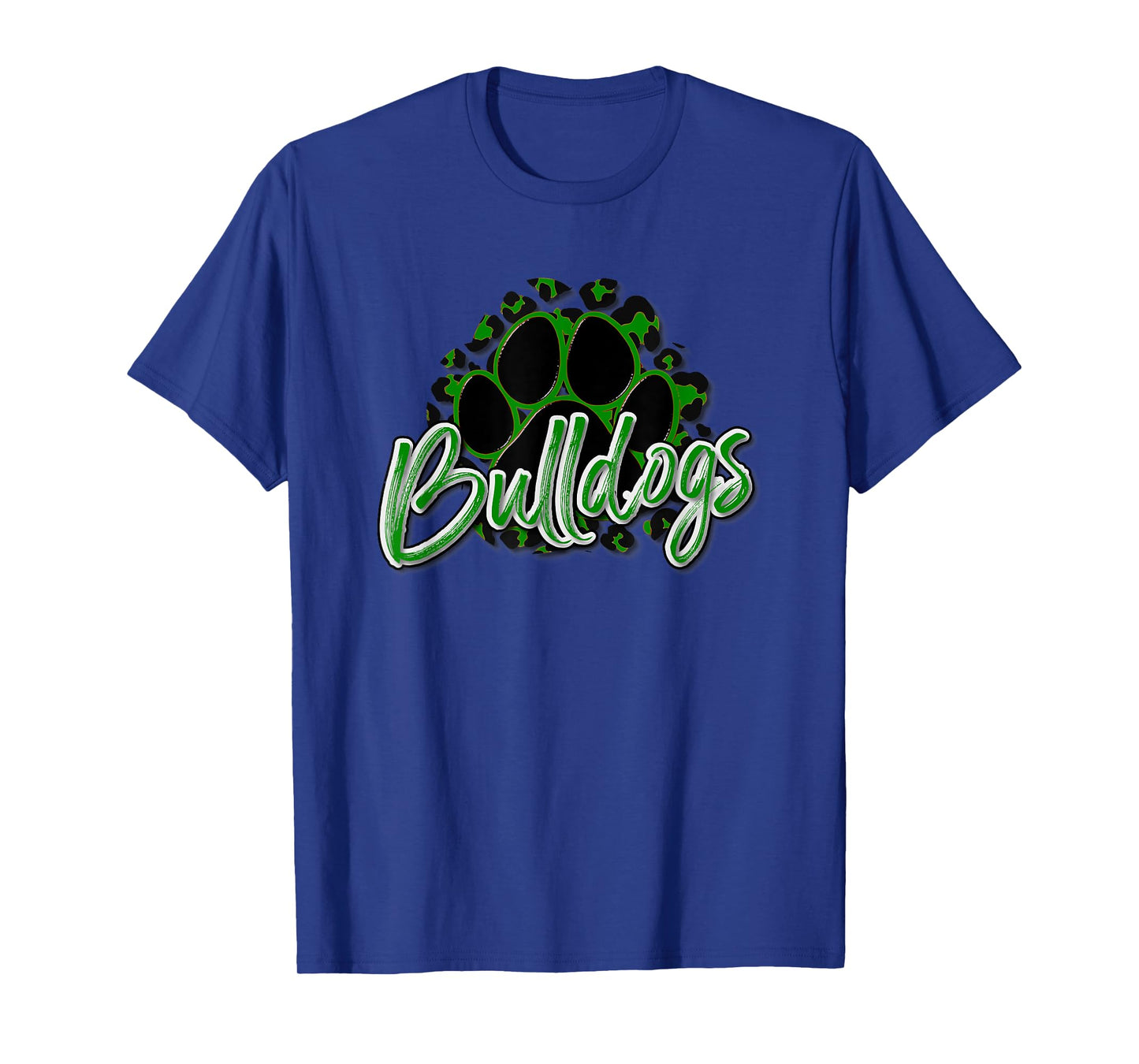 Bulldogs Green Black Cheetah School Sports Fan Team Spirit T-Shirt
