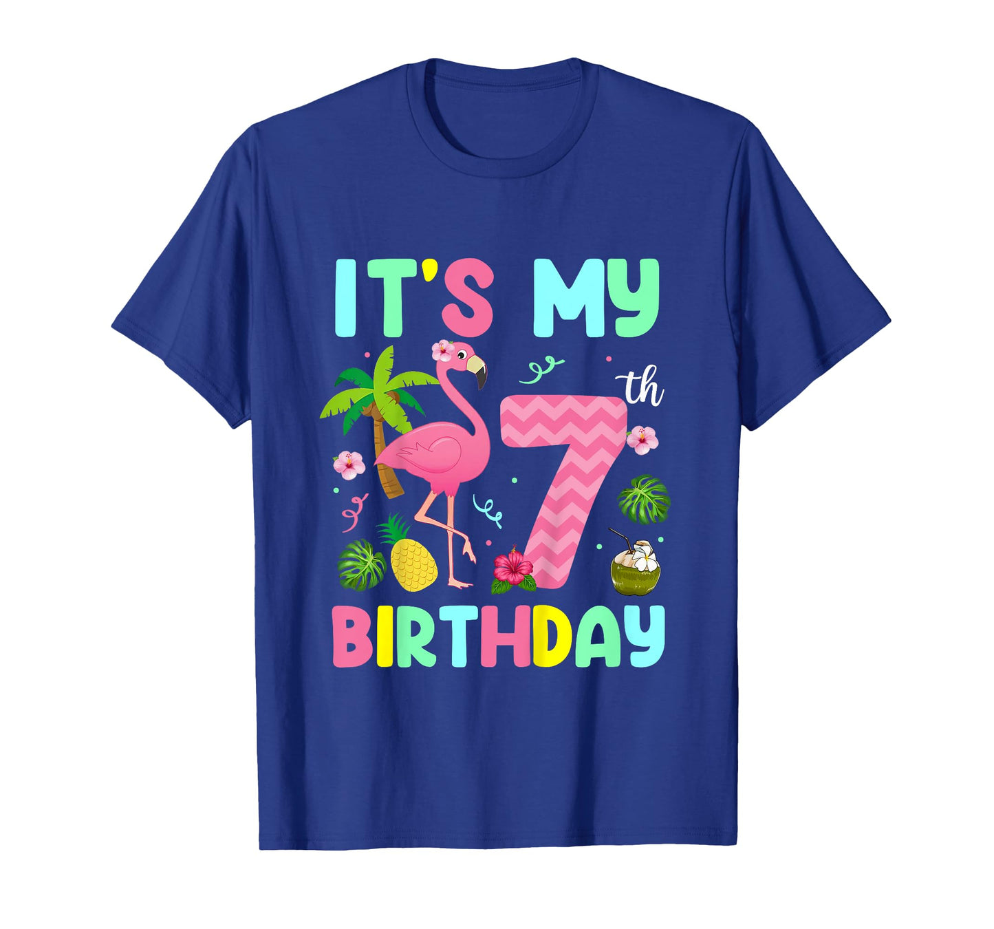 It's My 7th Birthday Flamingo Shirt Hawaii 7 Yrs Old Girl T-Shirt