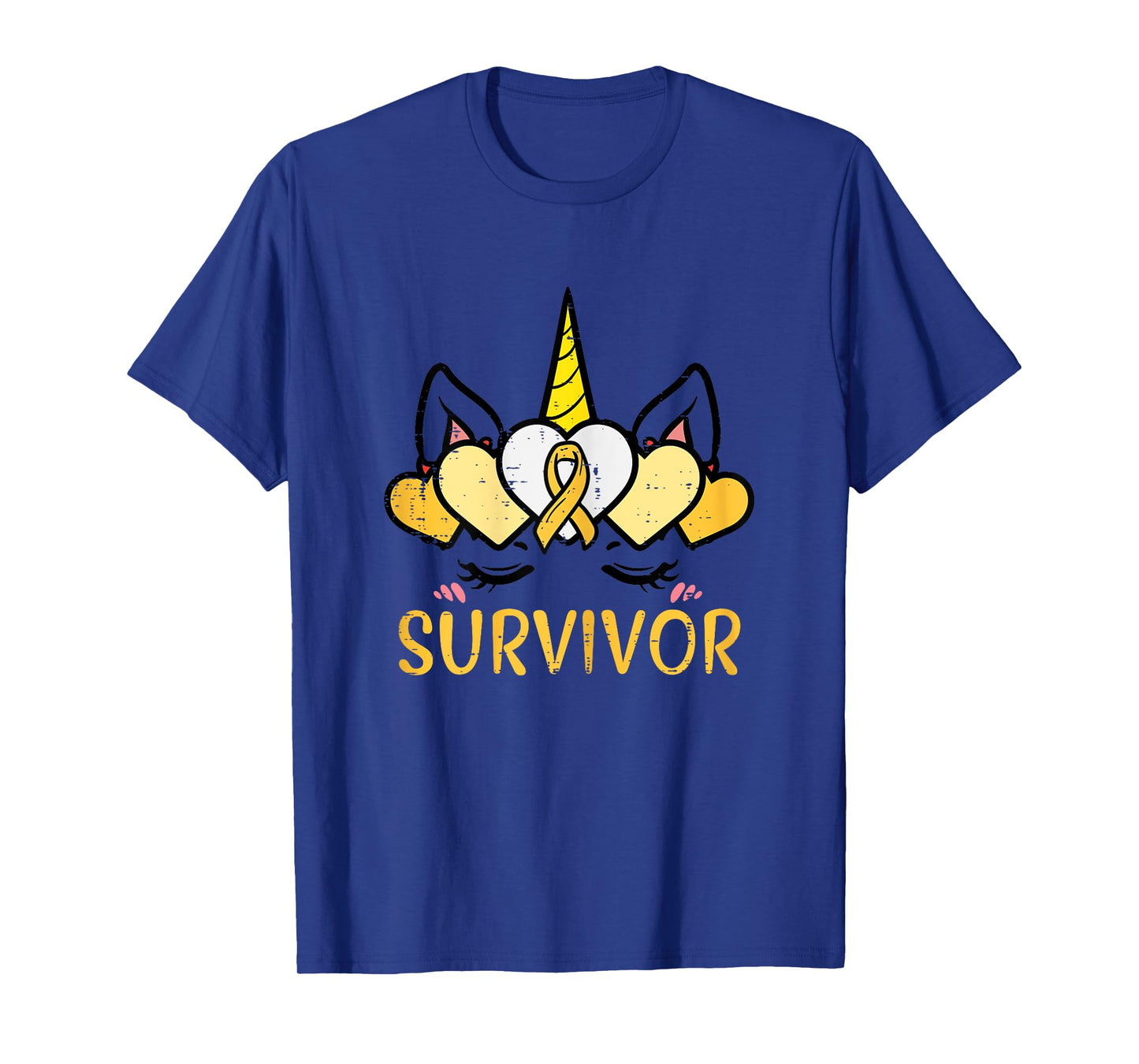 Unicorn Head Survivor Childhood Cancer Awareness Girls Kids T-Shirt