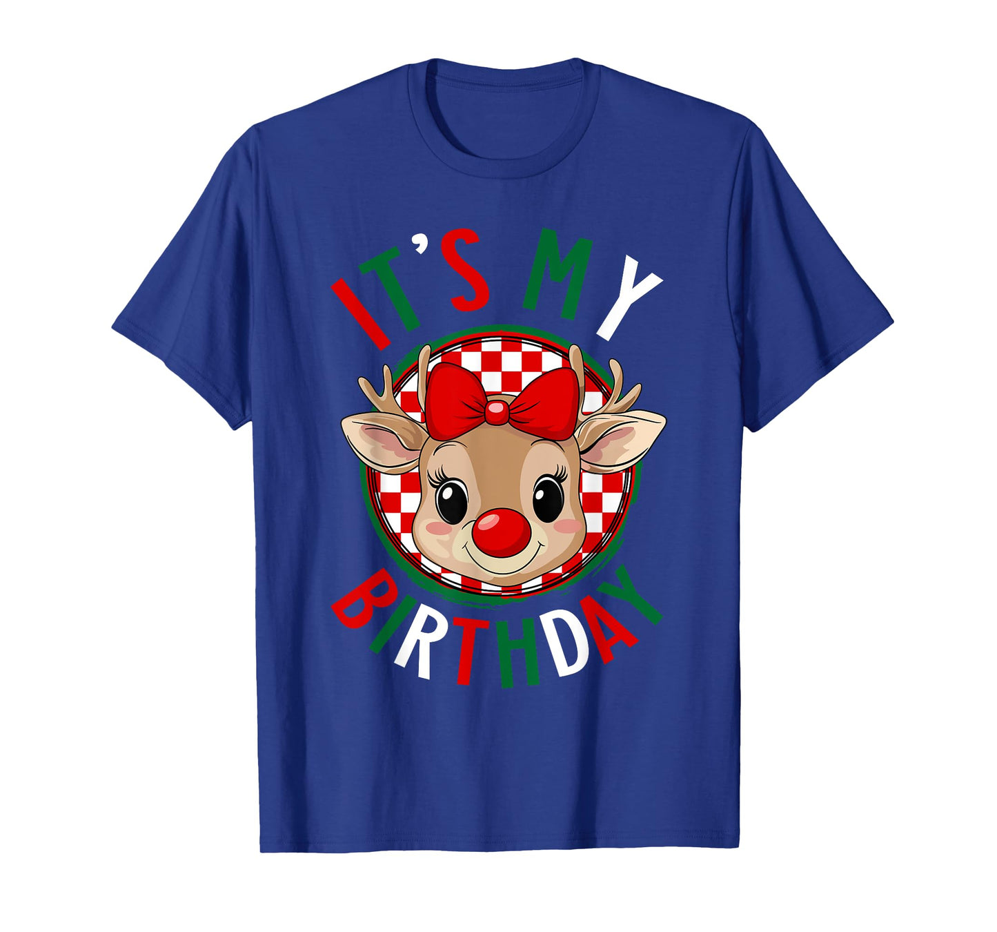 It's My Birthday Reindeer Christmas Pajamas Women Girls T-Shirt