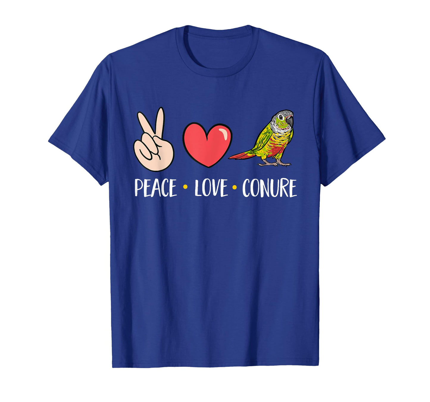 Green Cheek Conure Peace Love Conure Parrot Bird Conure T-Shirt
