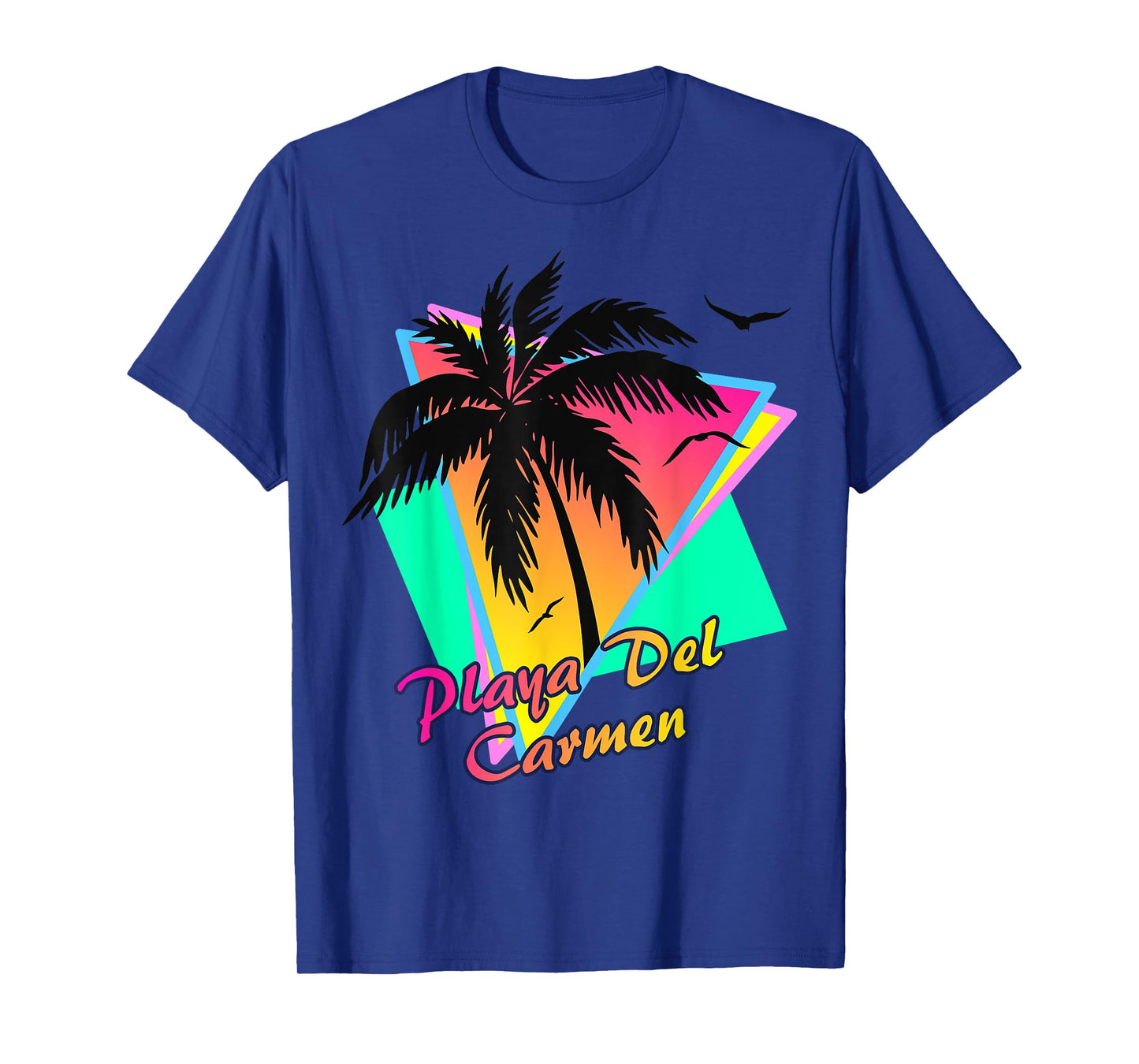 Playa Del Carmen 80s Tropical Summer And Beach Palm Sunset T-Shirt