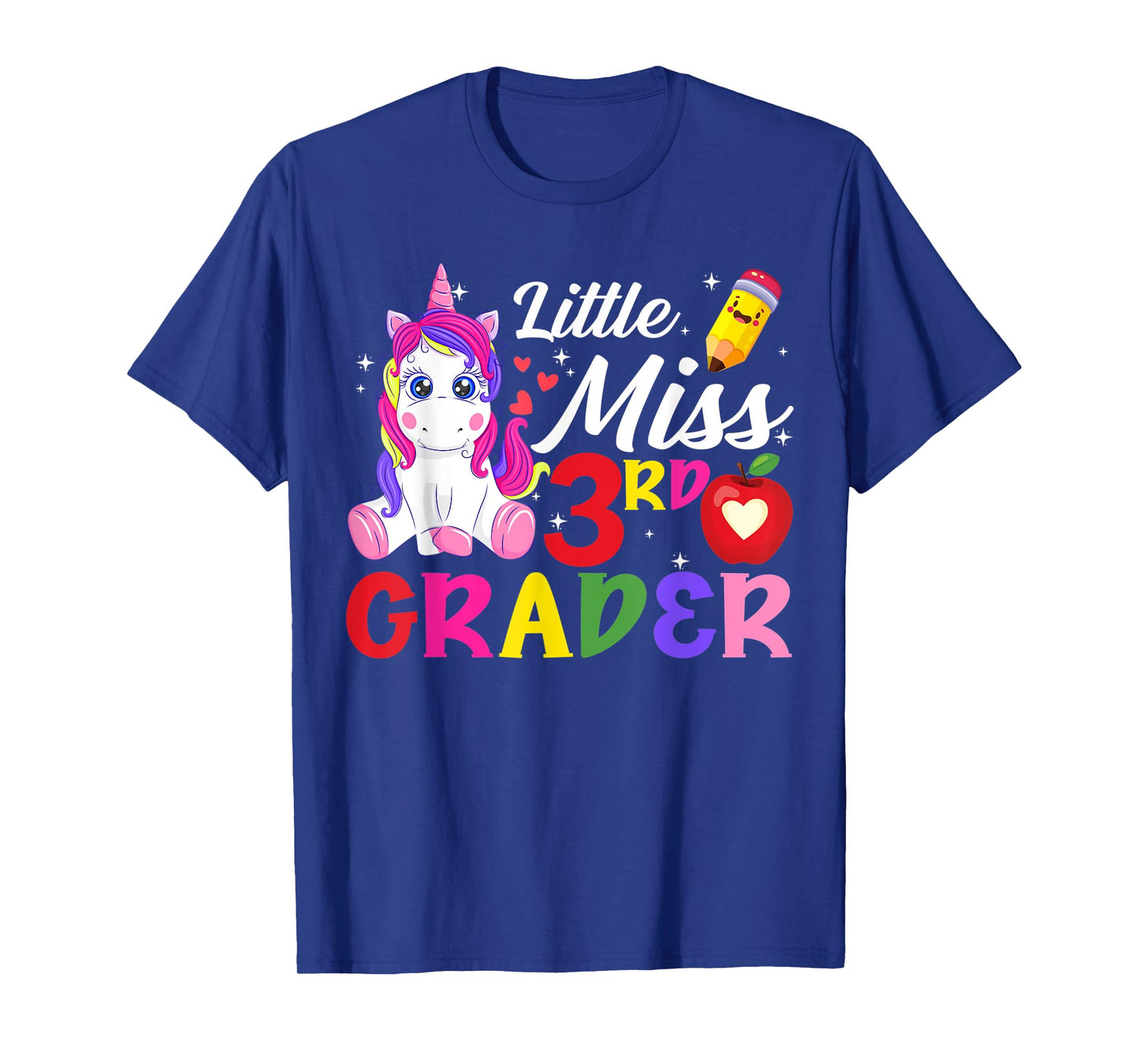 Funny Little Miss Third Grader Unicorn First Day Of School T-Shirt