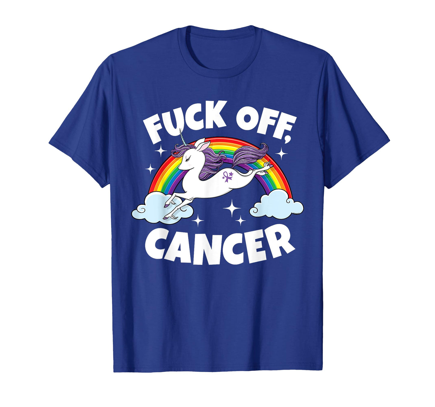 Fuck Off Cancer Funny Quote with Unicorn Rainbow T-Shirt