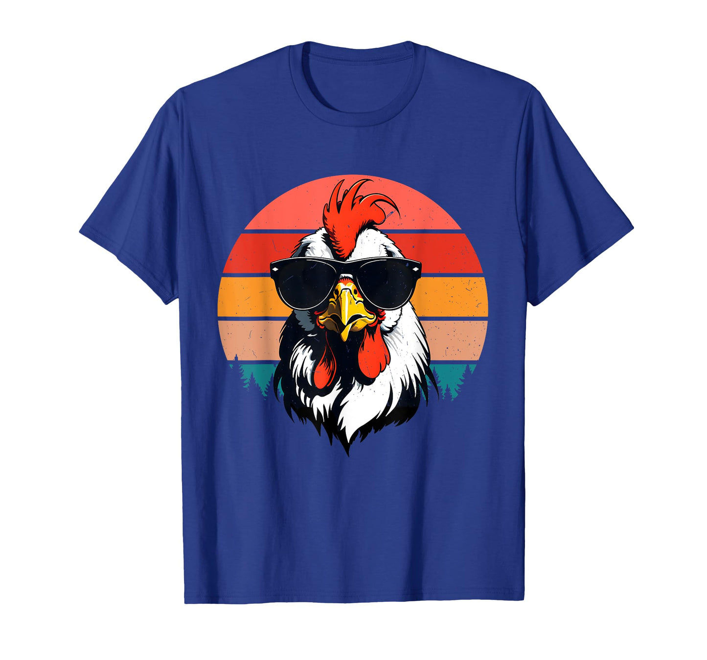 Funny Cool Sunset Retro 70s 80s 90s Chicken in Sunglasses T-Shirt