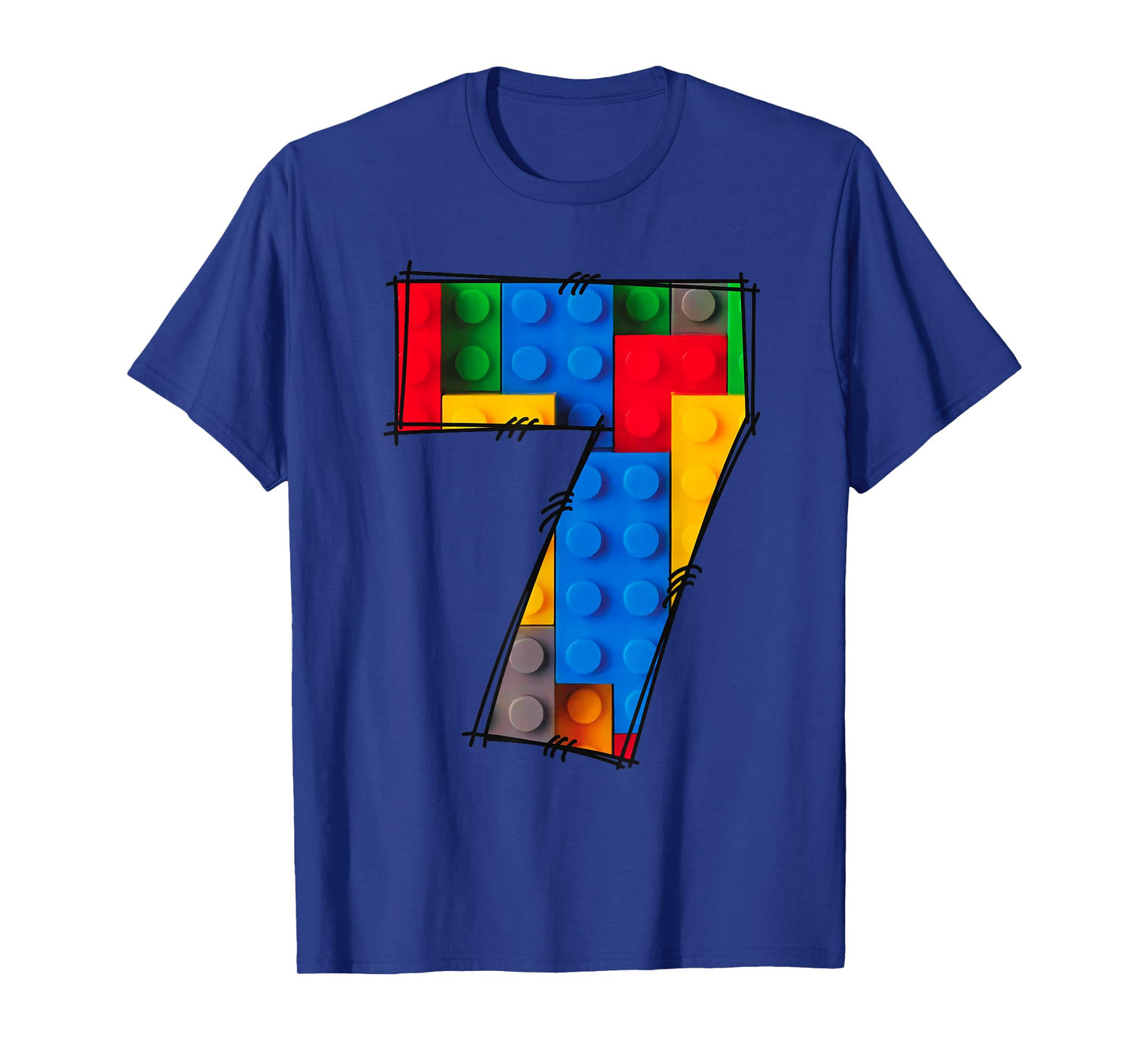 7 Years Old Blocks Building Master Builder 7th Birthday Kid T-Shirt
